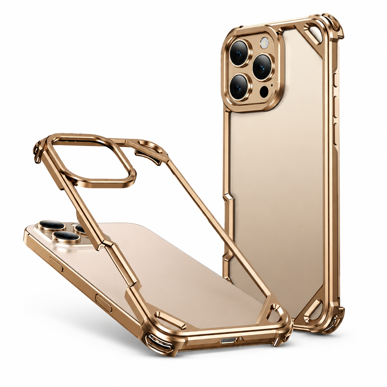 Premium iPhone Case Ultra Thin Metal Frame Bumper Shockproof Wireless Charging Compatible Slim Lightweight Camera Protection Half Wrapped Design