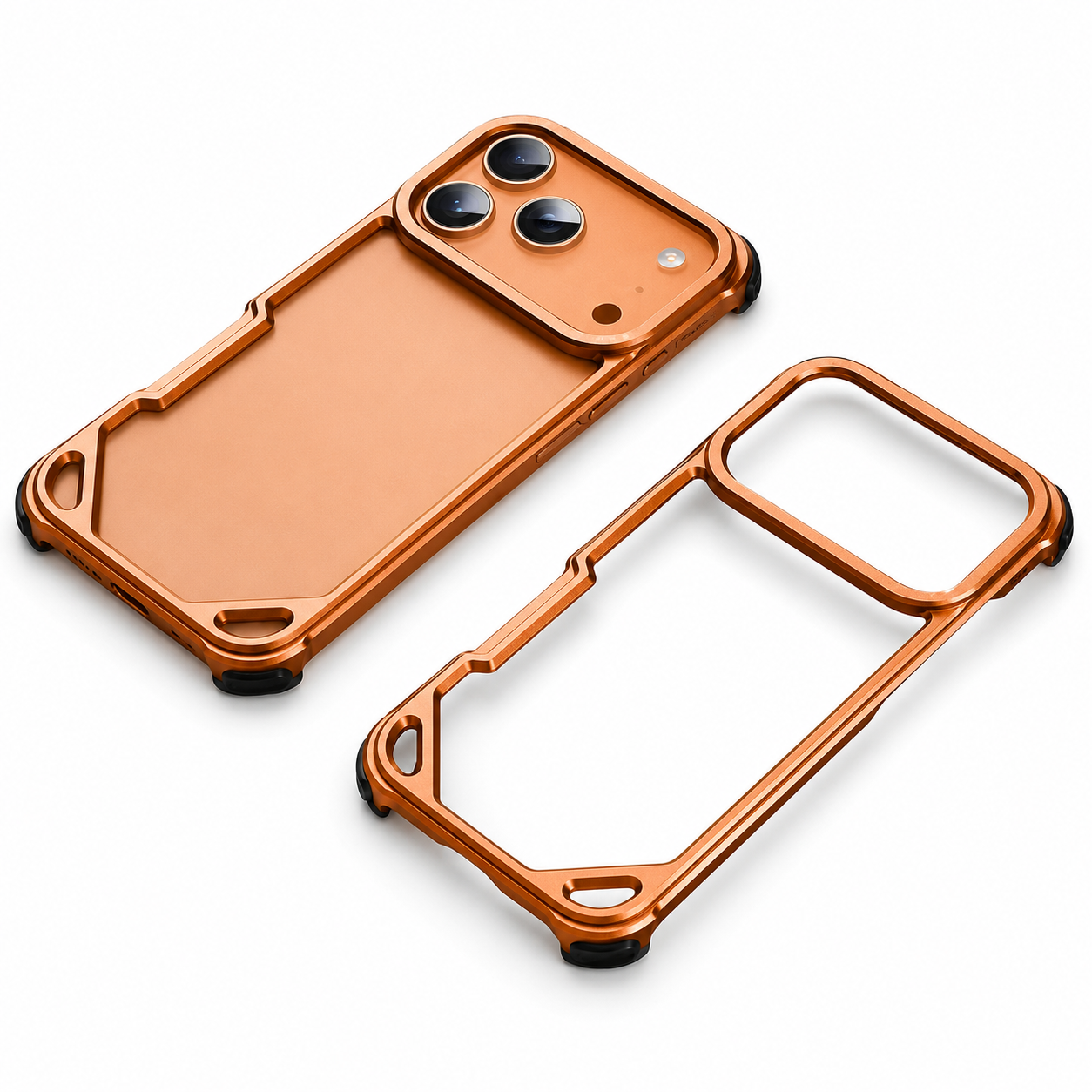 Premium iPhone Case Ultra Thin Metal Frame Bumper Shockproof Wireless Charging Compatible Slim Lightweight Camera Protection Half Wrapped Design