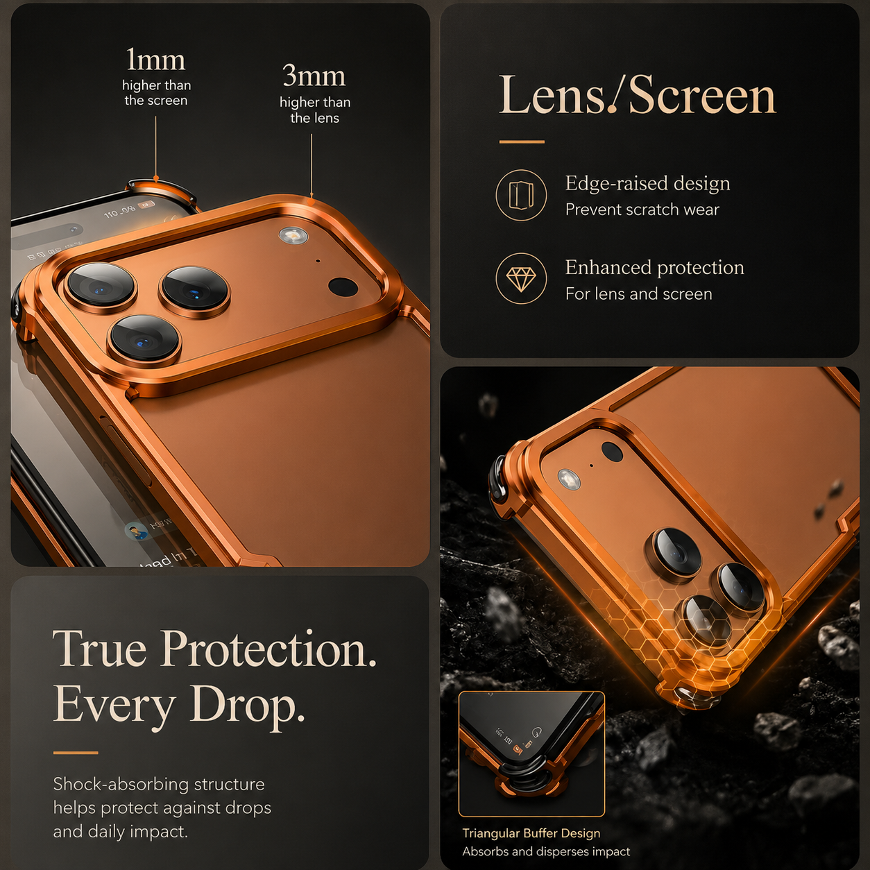 Premium iPhone Case Ultra Thin Metal Frame Bumper Shockproof Wireless Charging Compatible Slim Lightweight Camera Protection Half Wrapped Design