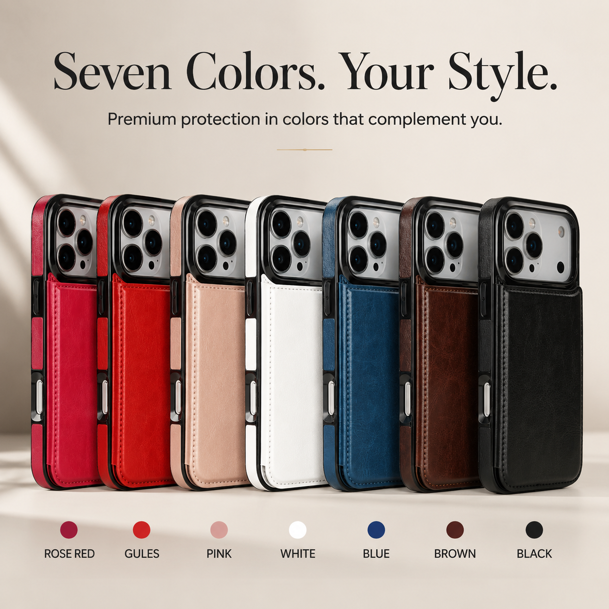 Premium iPhone Case Wallet Cover Card Holder Faux Leather Kickstand Double Magnetic Clasp Shockproof Full Coverage Slim Protective Design