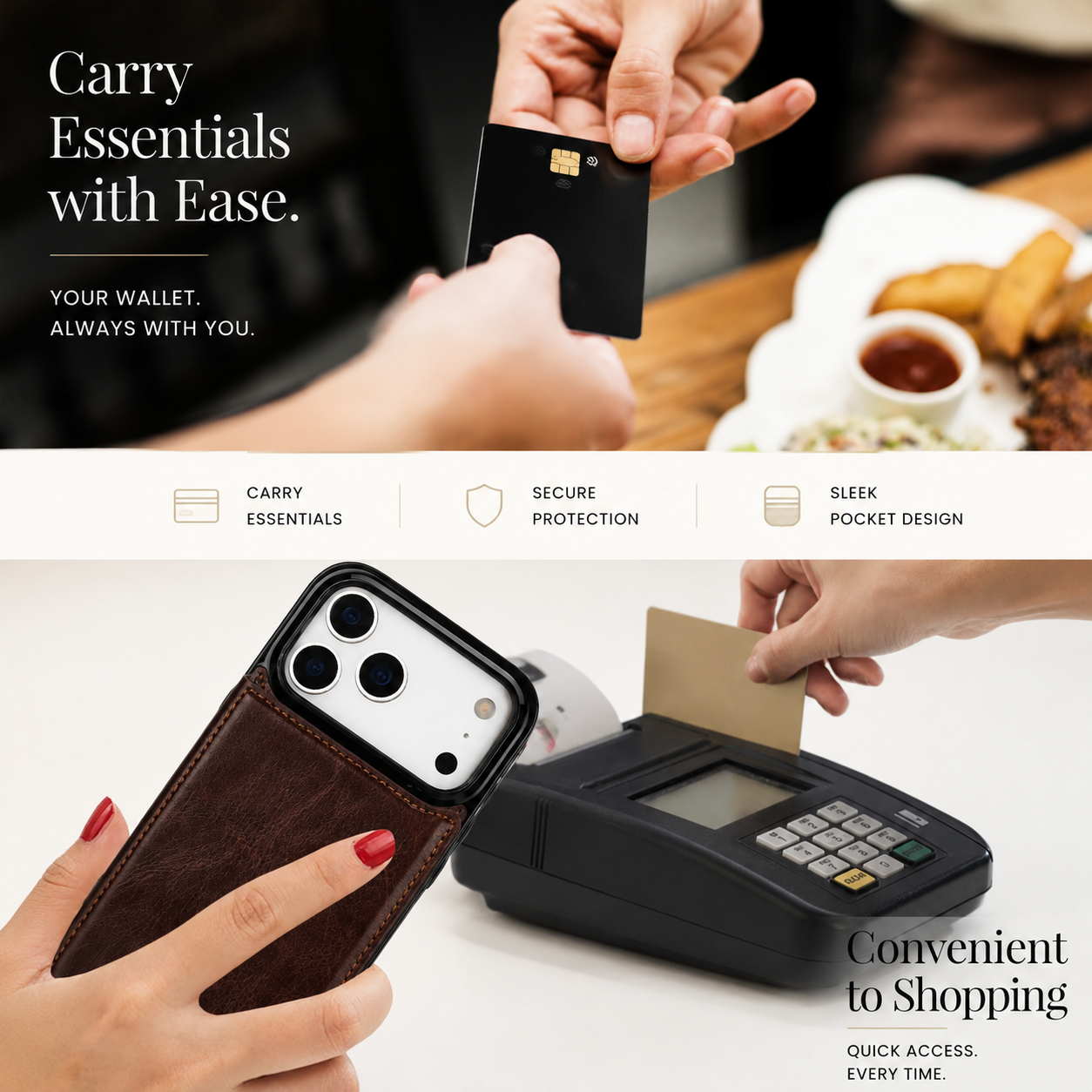 Premium iPhone Case Wallet Cover Card Holder Faux Leather Kickstand Double Magnetic Clasp Shockproof Full Coverage Slim Protective Design