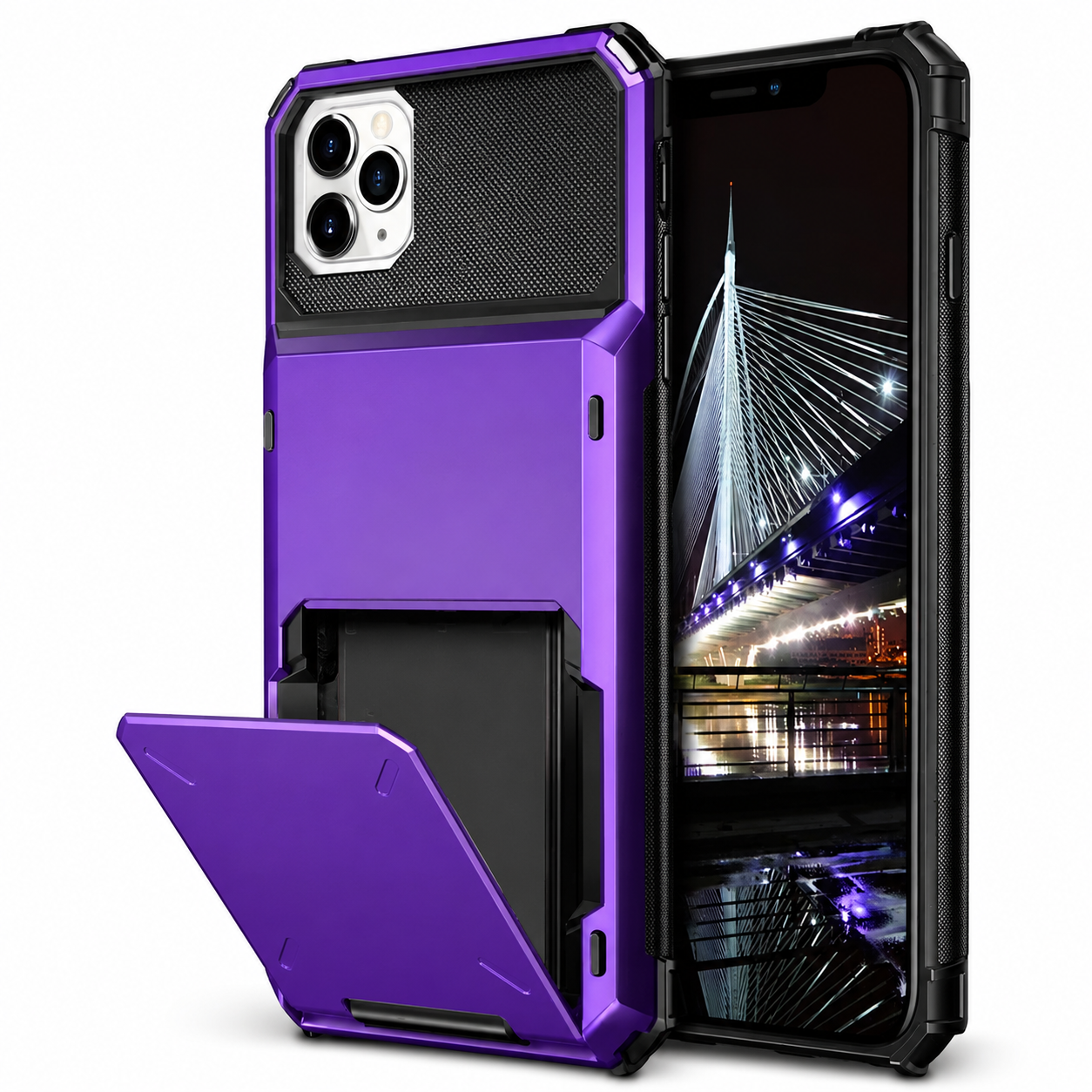 Premium iPhone Case Wallet Cover Hidden Card Holder Dual Layer Shockproof Armor Anti Scratch Raised Camera Protection Slim Full Coverage Design