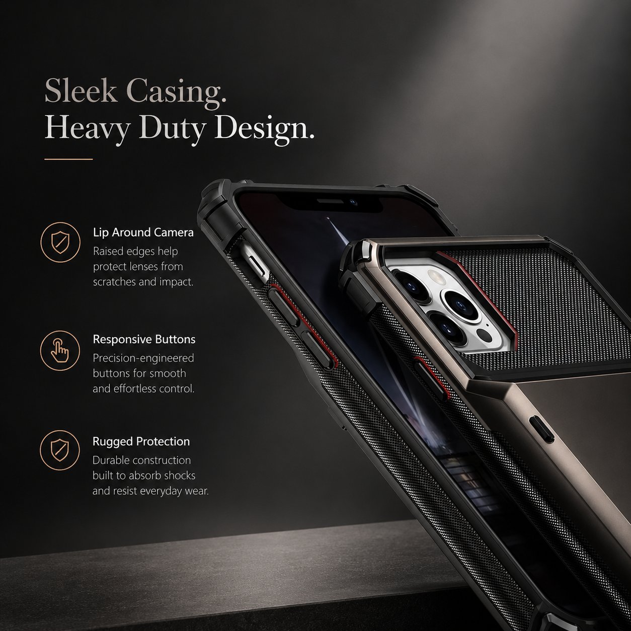 Premium iPhone Case Wallet Cover Hidden Card Holder Dual Layer Shockproof Armor Anti Scratch Raised Camera Protection Slim Full Coverage Design