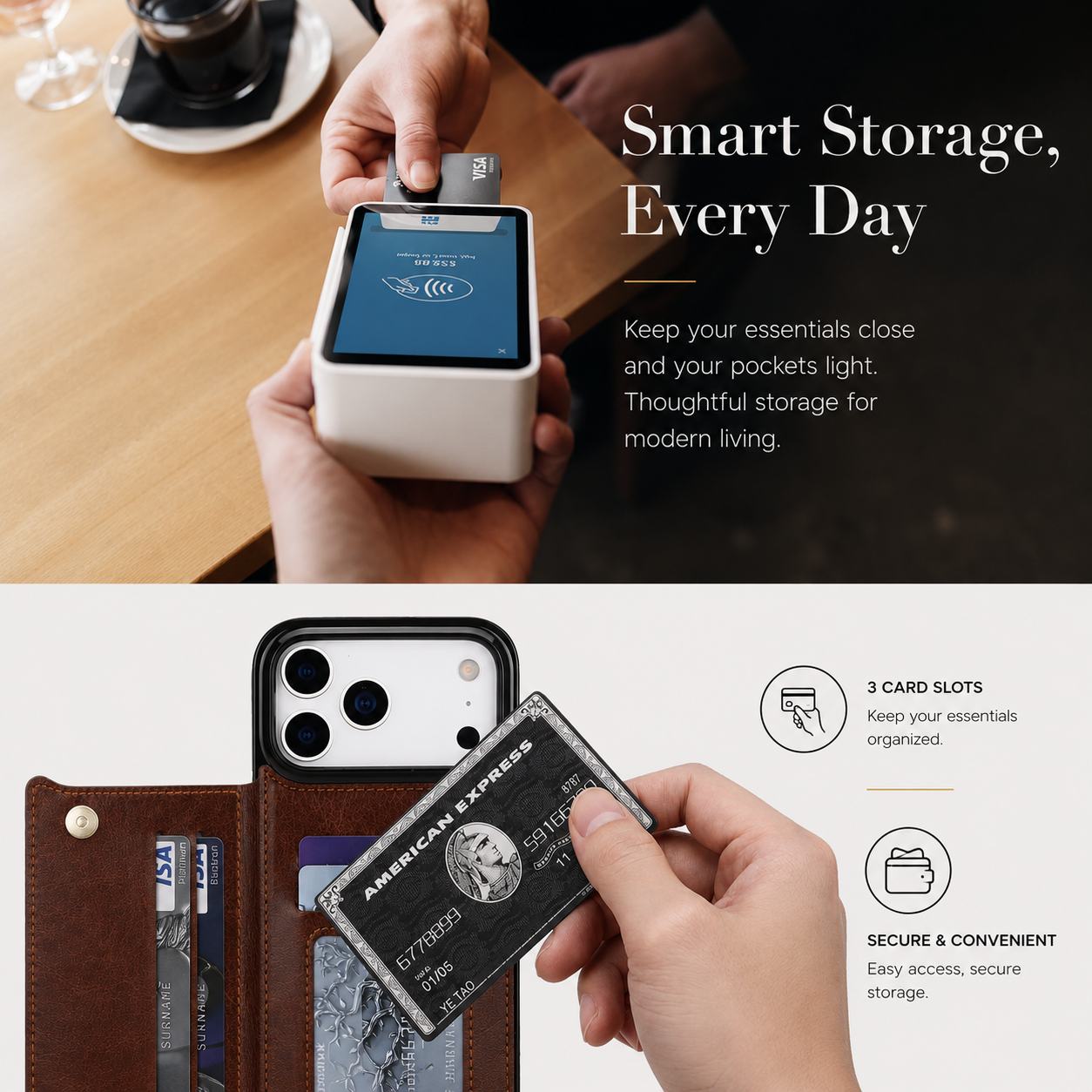 Premium iPhone Case Wallet Flip Cover Card Holder Magnetic Clasp Kickstand Faux Leather Shockproof Anti Scratch Slim Full Coverage Protective Design