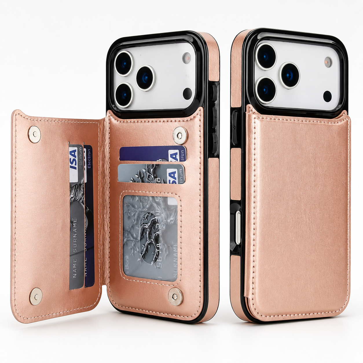 Premium iPhone Case Wallet Flip Cover Card Holder Magnetic Clasp Kickstand Faux Leather Shockproof Anti Scratch Slim Full Coverage Protective Design
