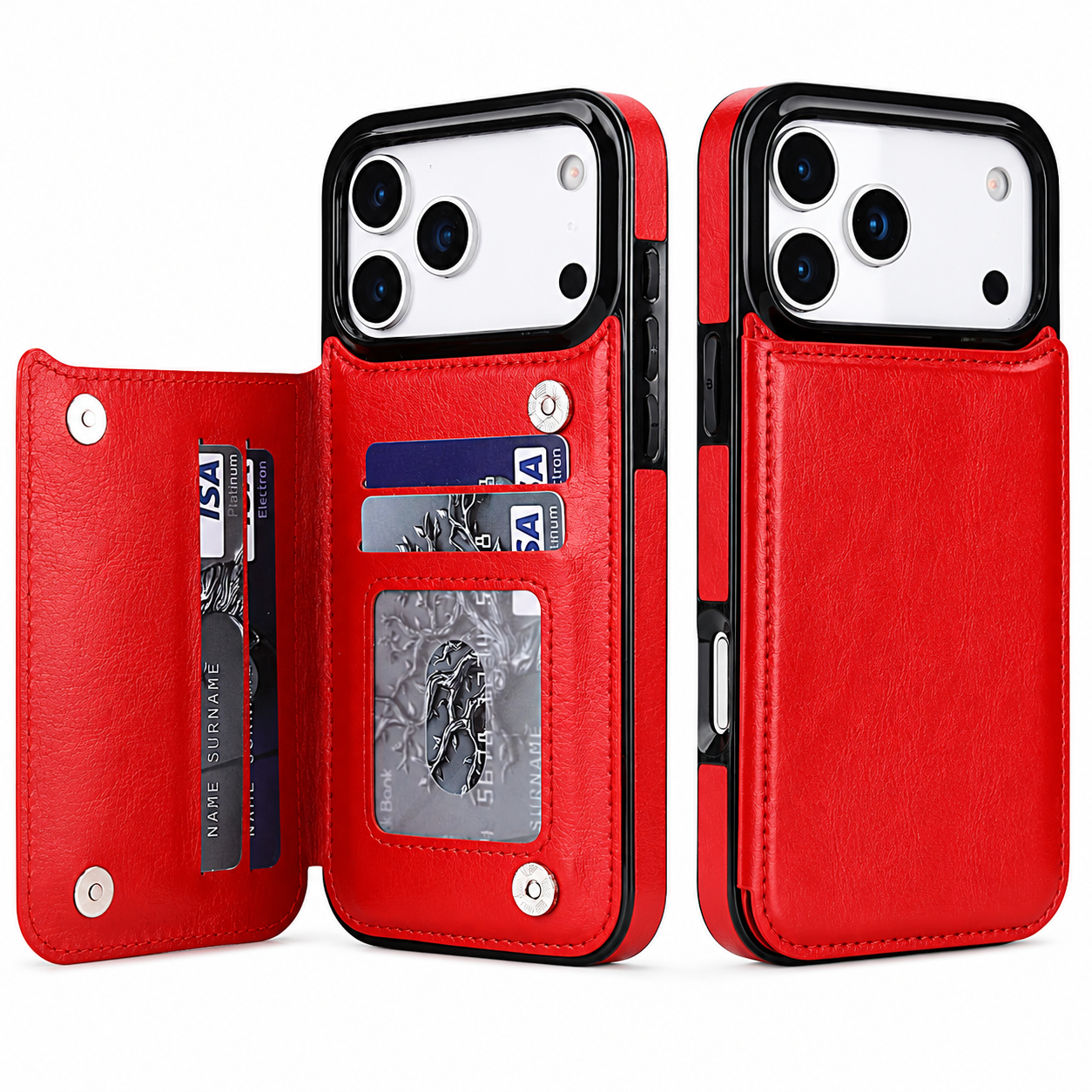 Premium iPhone Case Wallet Flip Cover Card Holder Magnetic Clasp Kickstand Faux Leather Shockproof Anti Scratch Slim Full Coverage Protective Design