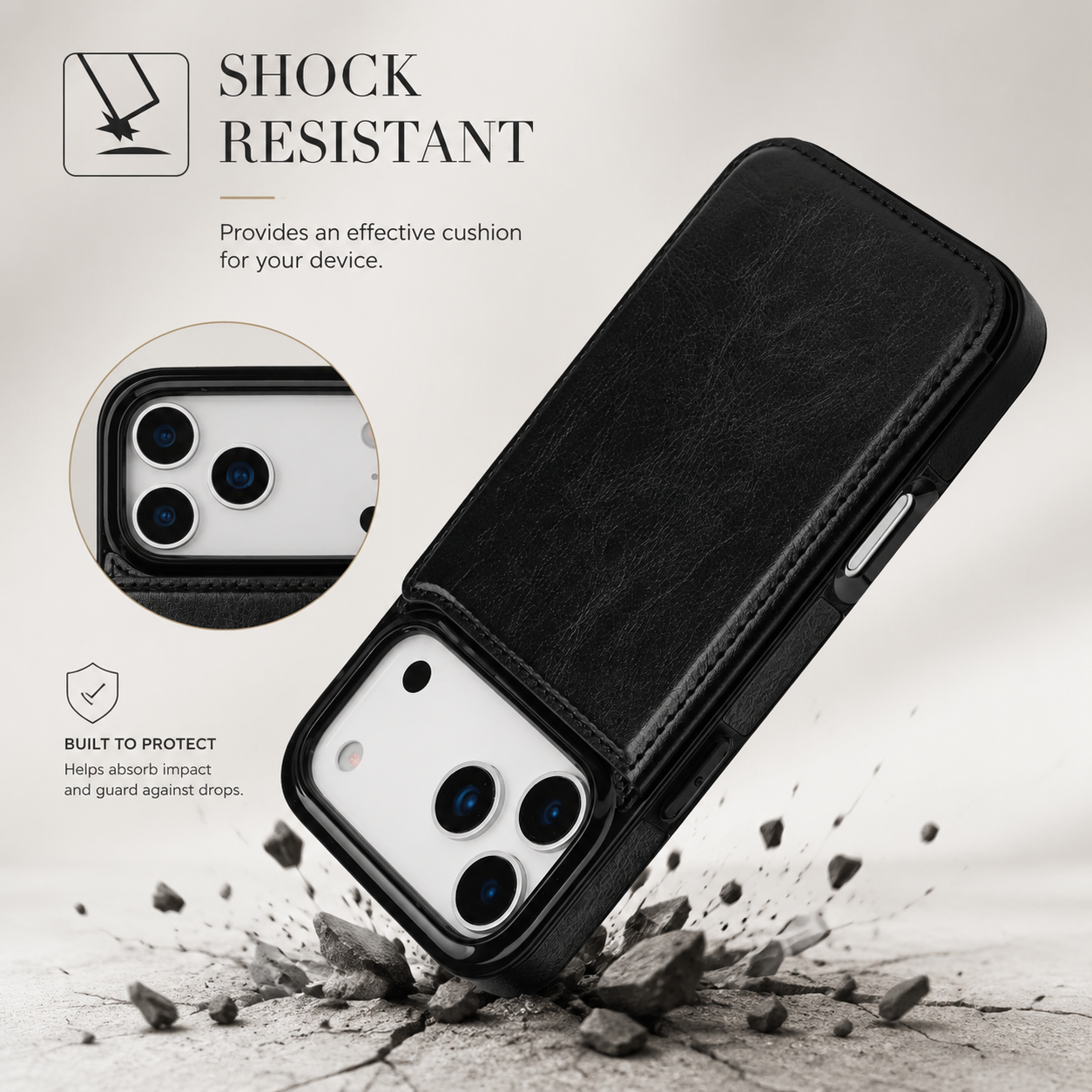 Premium iPhone Case Wallet Flip Cover Card Holder Magnetic Clasp Kickstand Faux Leather Shockproof Anti Scratch Slim Full Coverage Protective Design