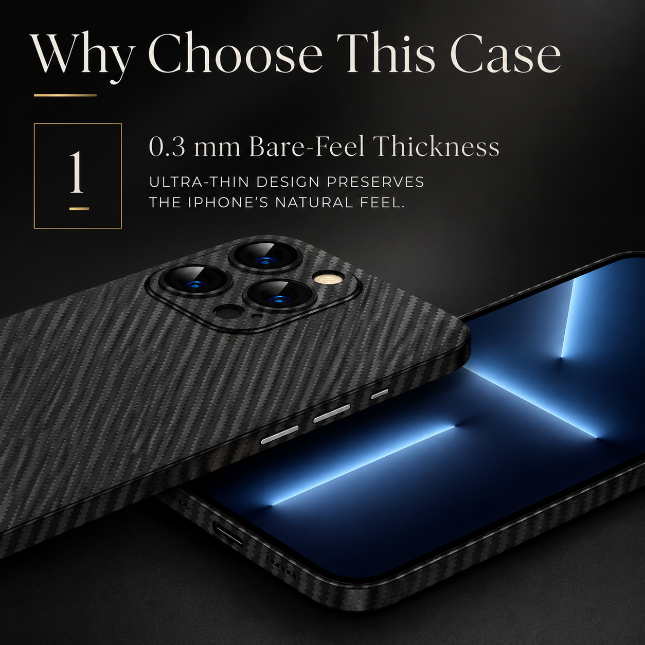 Premium iPhone Case Ultra Thin Carbon Fiber Matte Protective Cover Lightweight Anti Scratch Slim Hard Back Camera Protection Full Coverage