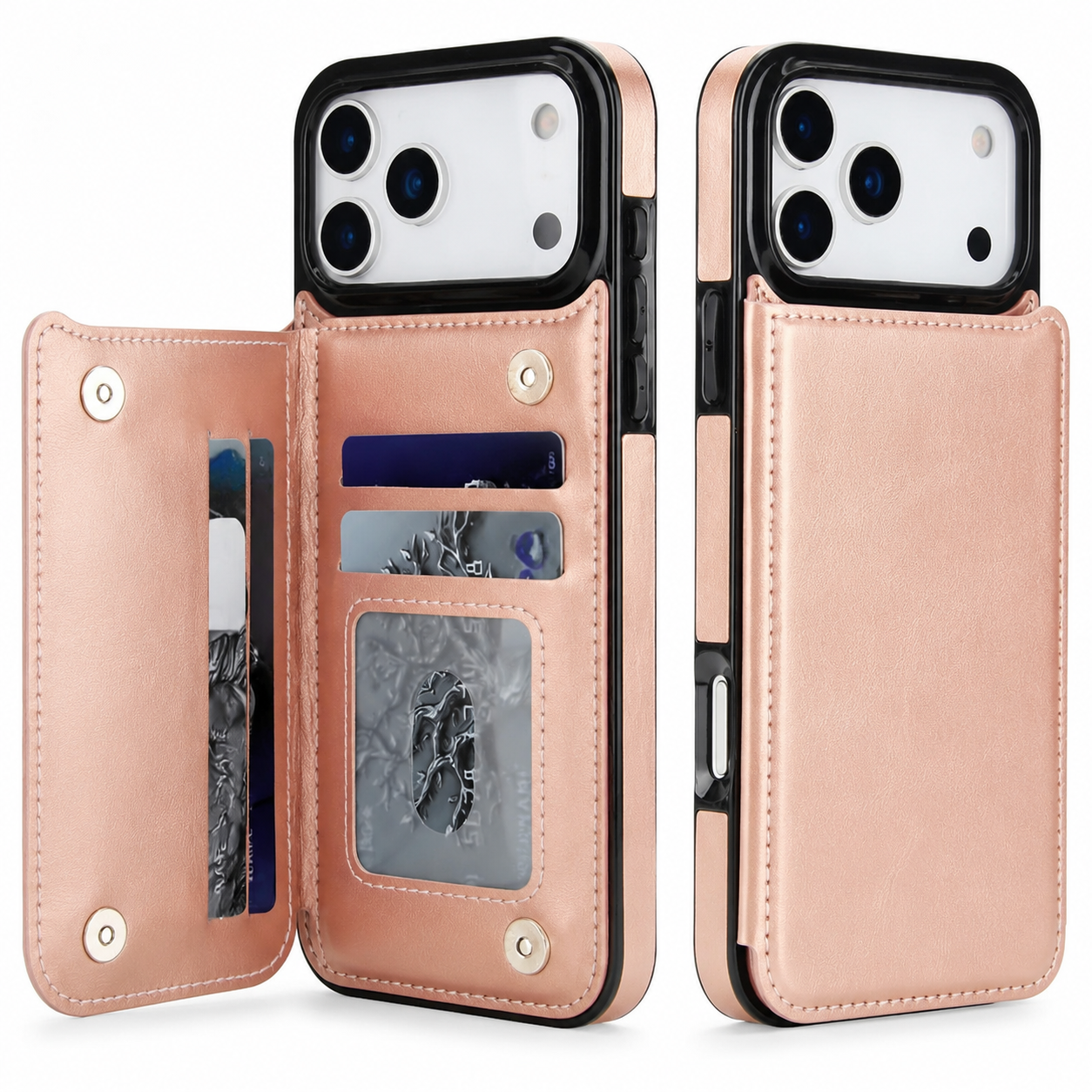 Premium iPhone Case Magnetic Flip Wallet Cover Card Holder Kickstand Shockproof Protective Faux Leather Camera Lens Guard Full Coverage Design