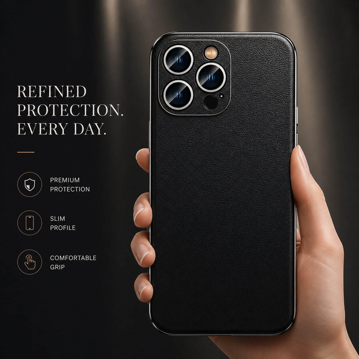 Premium iPhone Case Genuine Cowhide Leather Protective Cover MagSafe Compatible Camera Lens Protection Shockproof Plating Frame Slim Full Coverage