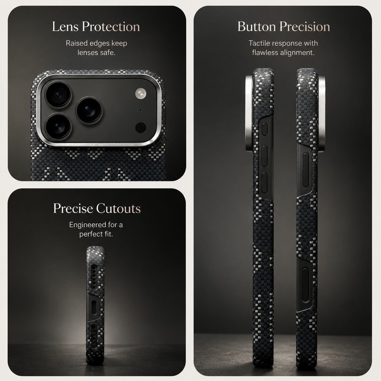 Premium iPhone Case MagSafe Compatible Aramid Fiber Carbon Fiber Protective Cover Wireless Charging Shockproof Ultra Slim Camera Lens Protection Hard Back