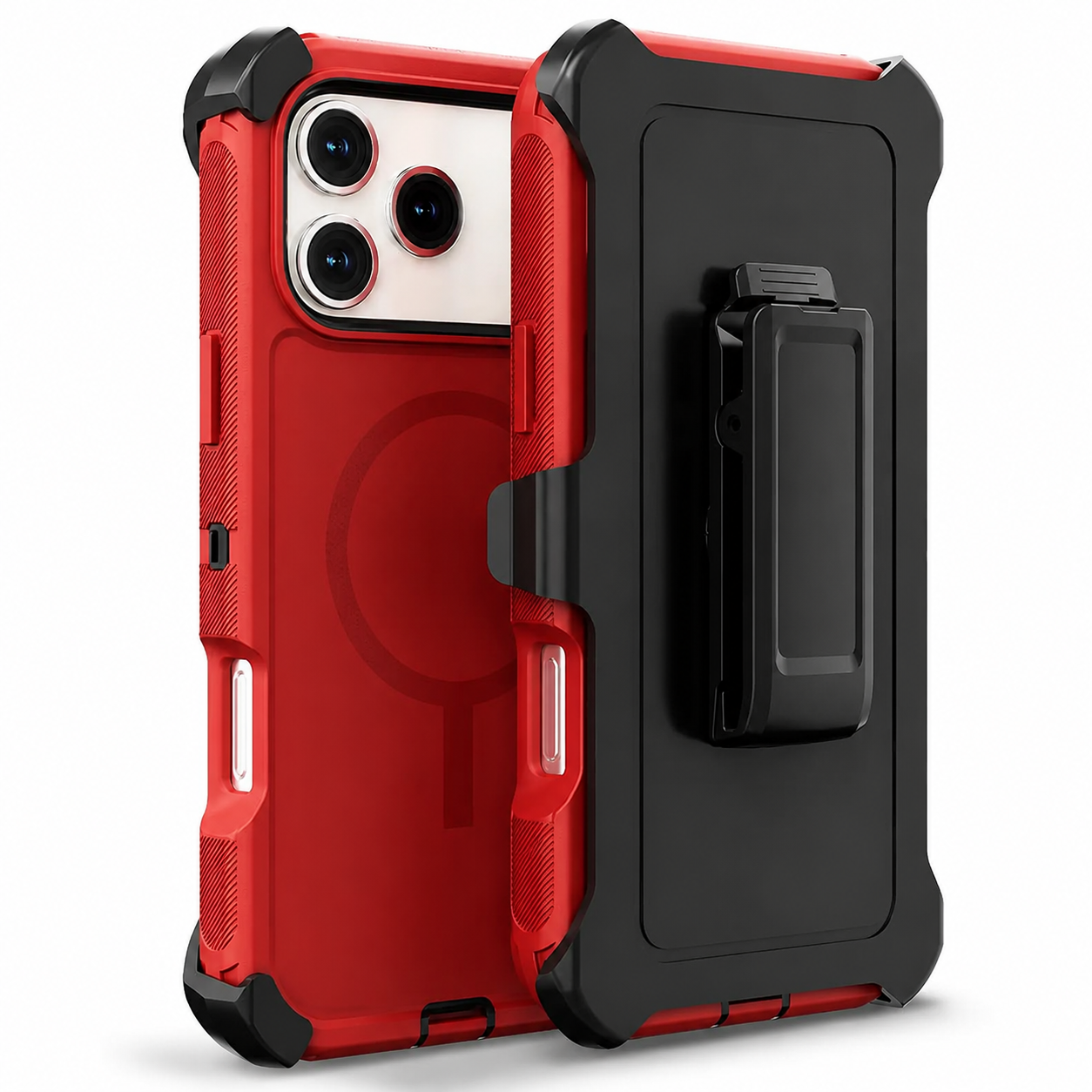 Premium iPhone Case Rugged Defender Magnetic Dual Layer Shockproof Armor Protective Cover Belt Clip Holder Heavy Duty Anti Slip Grip Full Port Protection Design