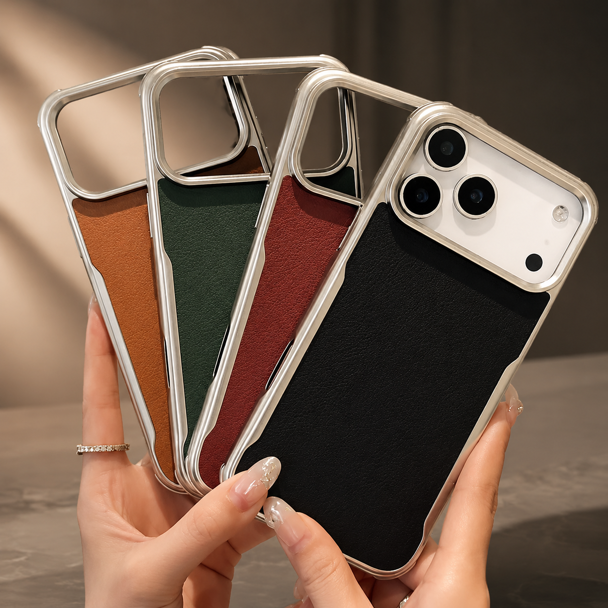 Premium iPhone Case MagSafe Compatible Magnetic PU Leather Protective Cover Metal Frame Shockproof Camera Lens Protection Anti Scratch Non Slip Full Coverage