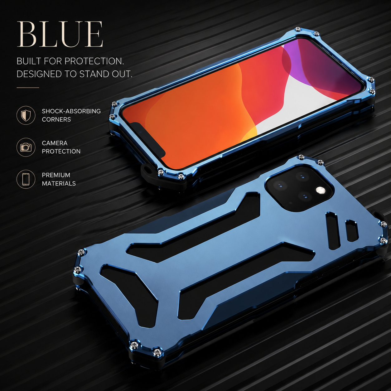 Premium iPhone Case Slim Aluminum Metal Shockproof Cover Hard Back Anti Fingerprint Non Slip Heavy Duty Full Coverage Scratch Resistant Protective Design