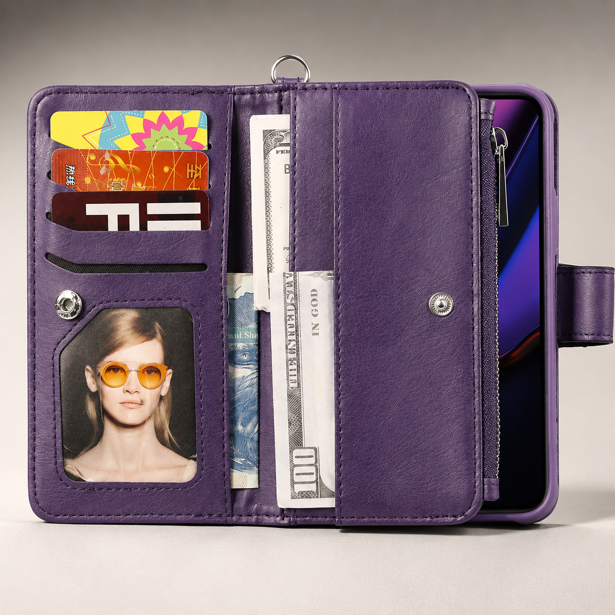 Premium iPhone Case Magnetic Detachable Wallet PU Leather Flip Cover Card Holder Kickstand Shockproof Full Coverage Protective Design