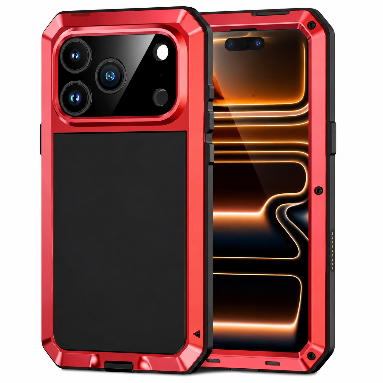 Premium iPhone Case MagSafe Compatible Magnetic Aluminum Armor Frame Cover Heavy Duty Shockproof Built In Glass Screen Protector Camera Lens Guard