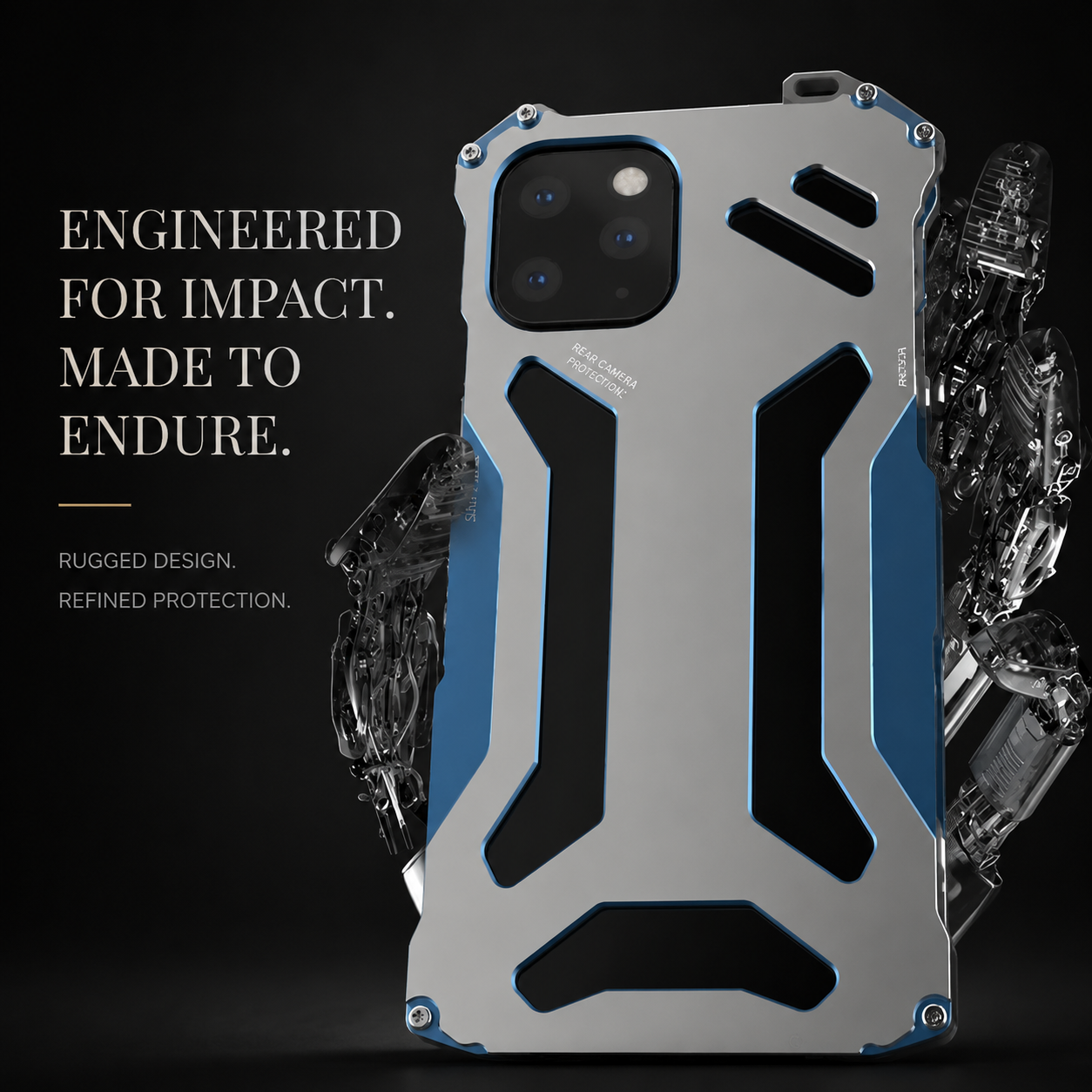 Premium iPhone Case Aluminum Alloy Metal Armor Cover Cooling Design Shockproof Anti Scratch Non Slip Heavy Duty Full Coverage Protective Design