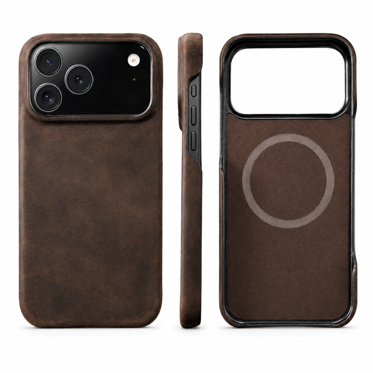 Premium iPhone Case MagSafe Compatible Genuine Leather Magnetic Cover Cowhide Texture Shockproof Protective Cover Anti Scratch Full Back Slim