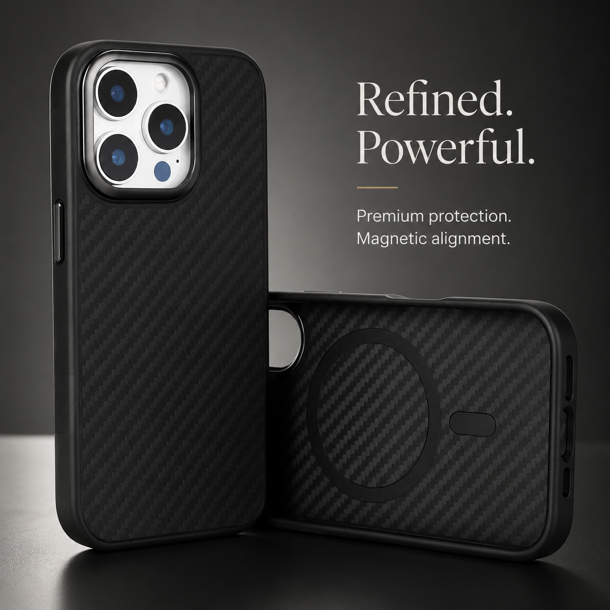 Premium iPhone Case MagSafe Compatible Carbon Fiber Cover TPU Shockproof Ultra Lightweight Anti Scratch Camera Protection Slim Protective Design