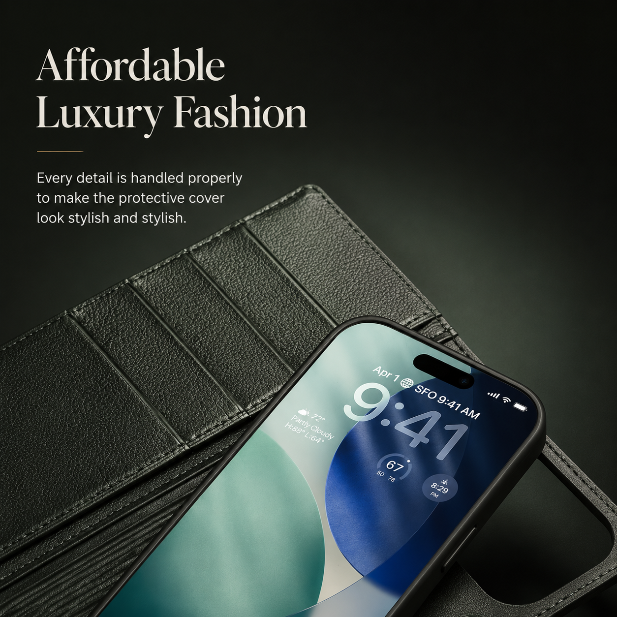 Premium iPhone Case Genuine Leather Wallet Flip Cover Card Holder Kickstand Shockproof Anti Scratch Ultra Slim Full Coverage Protective Design
