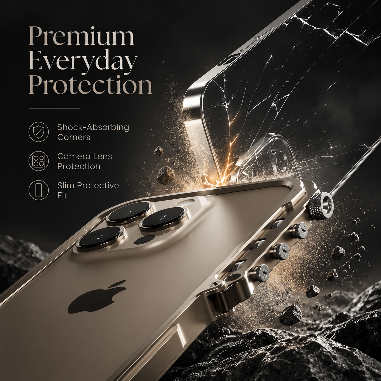 Premium iPhone Case Magnetic Aluminum Alloy Cyberpunk Bumper Heat Dissipation Shockproof Non Slip Lightweight Full Coverage Protective Design