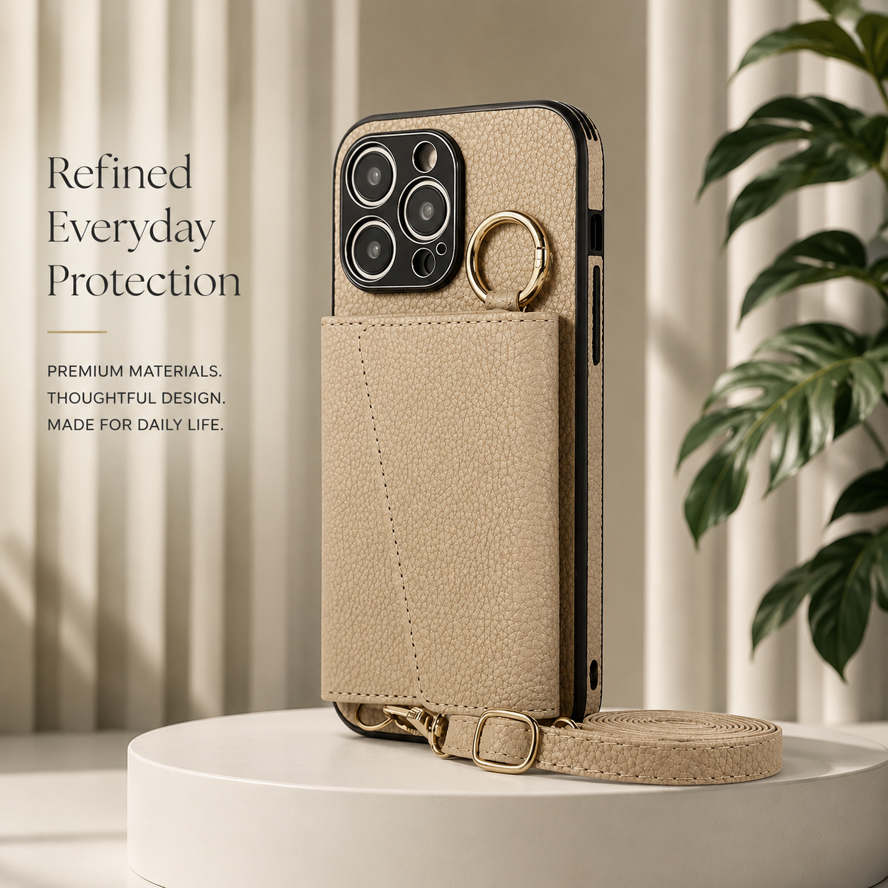 Premium iPhone Case MagSafe Compatible Magnetic Crossbody Wallet Cover PU Leather Card Holder Finger Ring Stand Strap Shockproof Full Coverage Design