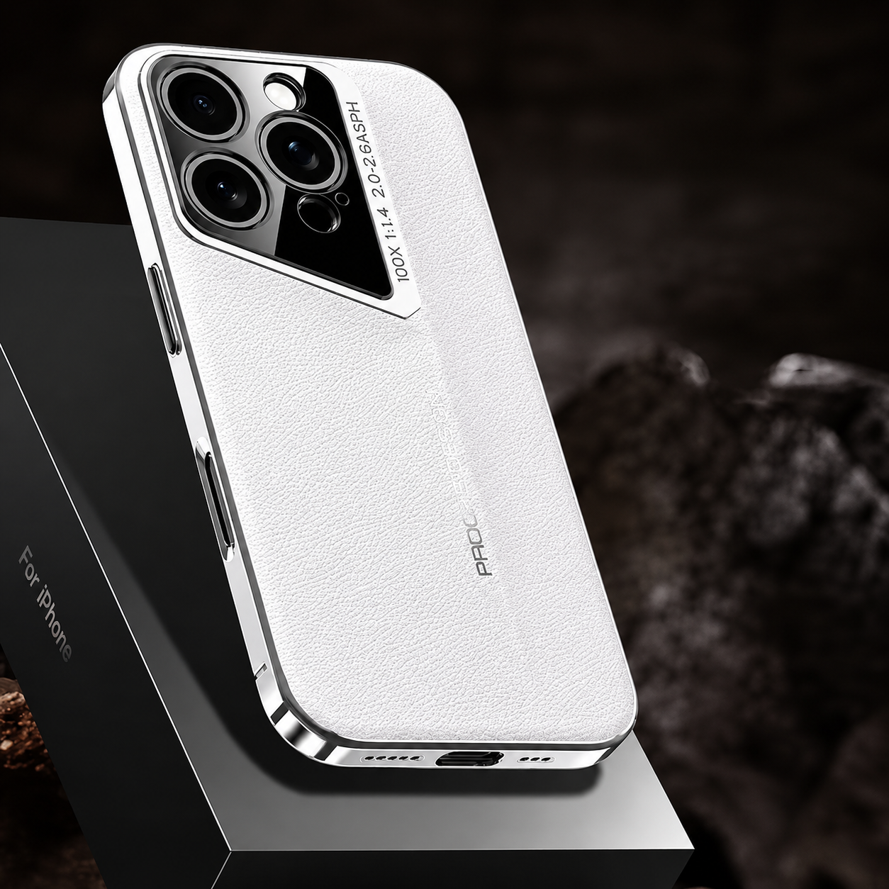 Premium iPhone Case Vegan Leather Hard Back Cover Camera Lens Protection Anti Fingerprint Anti Scratch Slim Lightweight Full Coverage Design