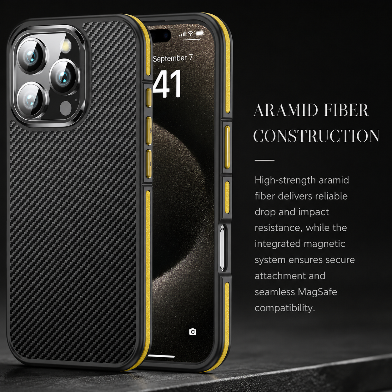 Premium iPhone Case MagSafe Compatible Magnetic Aramid Fiber Protective Cover 600D Carbon Texture Ultra Thin Lightweight Shockproof Camera Protection