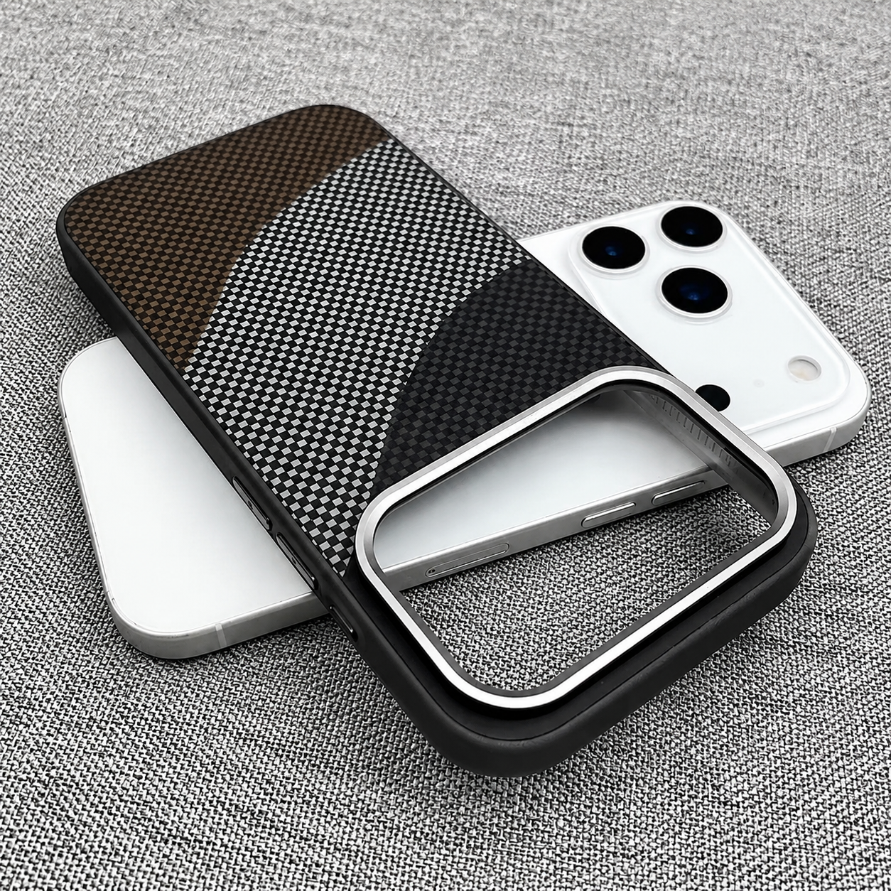Premium iPhone Case MagSafe Compatible Carbon Fiber Armor Cover Alloy Camera Guard Shockproof Full Coverage Non Slip PC Anti Scratch Design