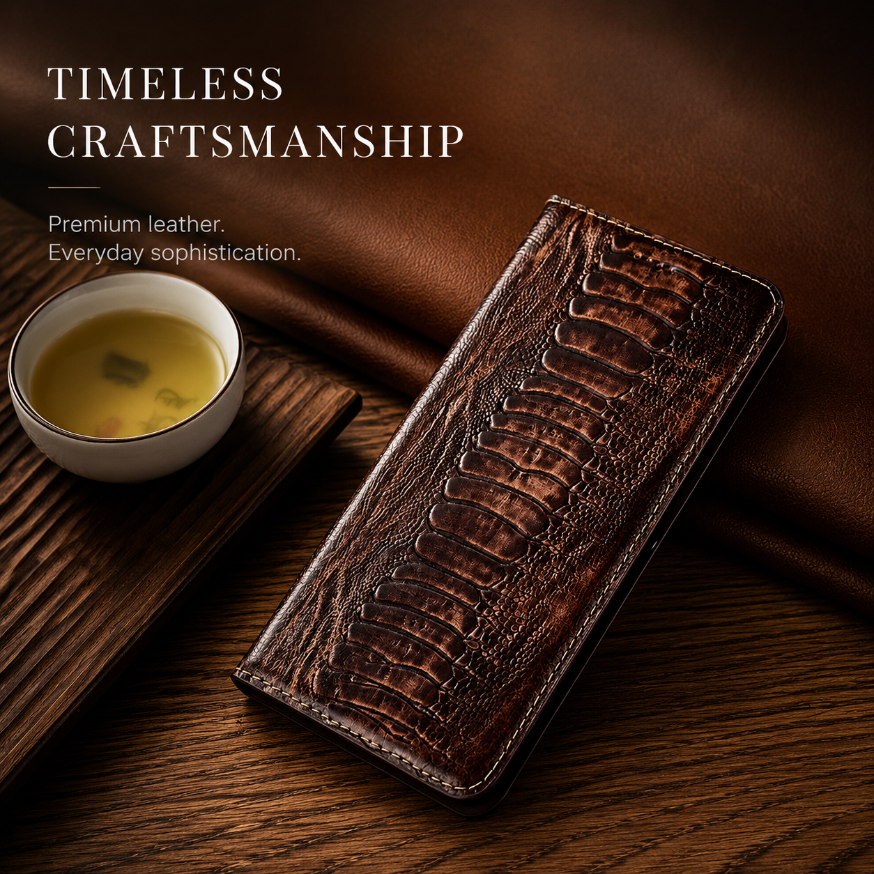 Premium iPhone Case Genuine Leather Flip Wallet Cover MagSafe Compatible Card Holder Magnetic Closure Shockproof Camera Protection Stand Full Coverage