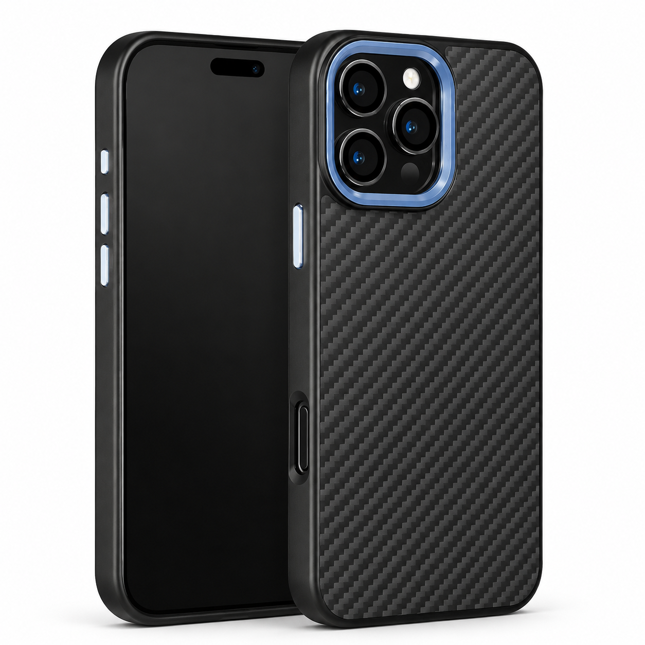 Premium iPhone Case Carbon Fiber Aramid Armor Cover Metal Frame Shockproof Full Coverage Anti Scratch Wireless Charging Slim Protective Design