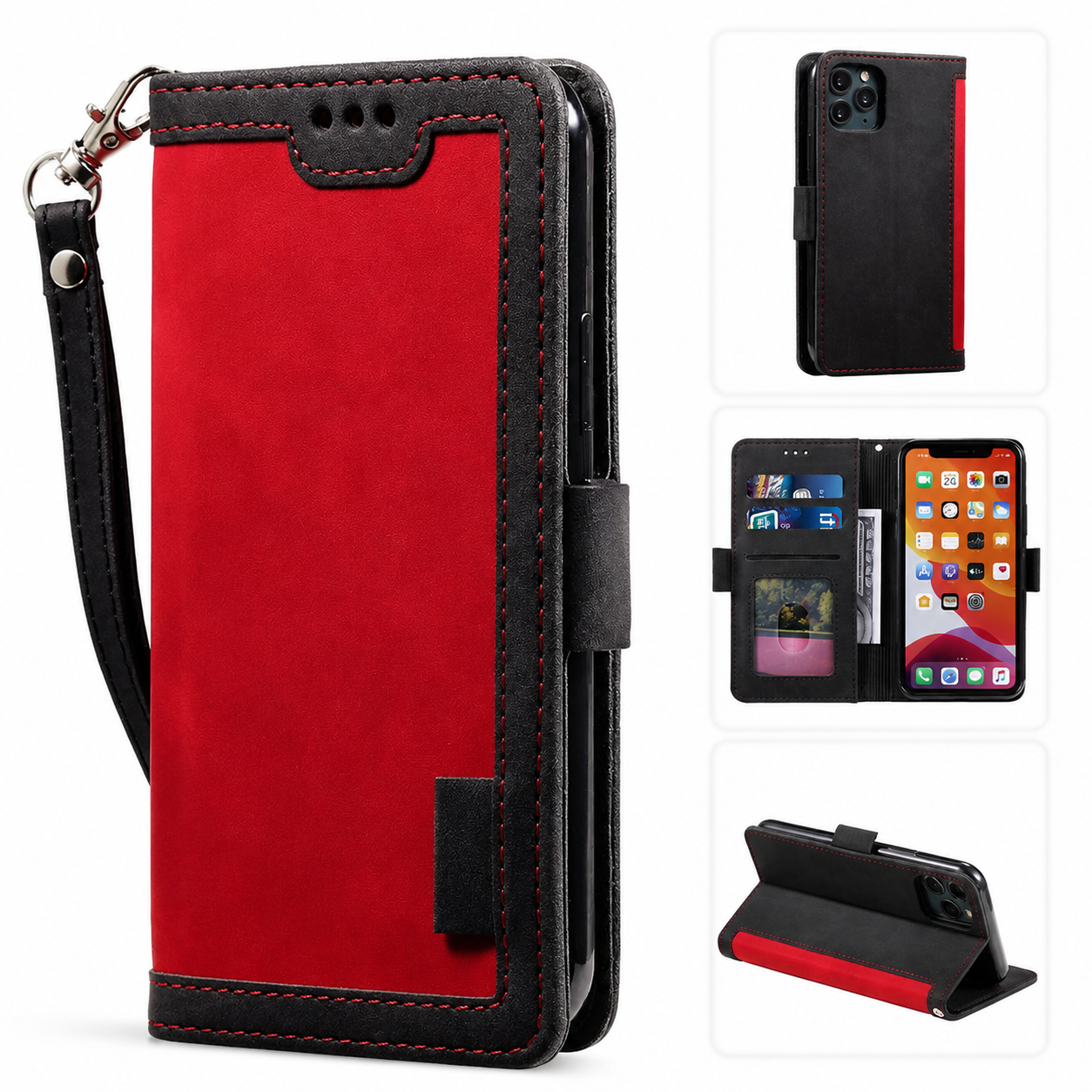 Premium iPhone Case Leather Wallet Flip Cover MagSafe Compatible Card Holder Magnetic Closure Shockproof Camera Protection Stand Full Coverage