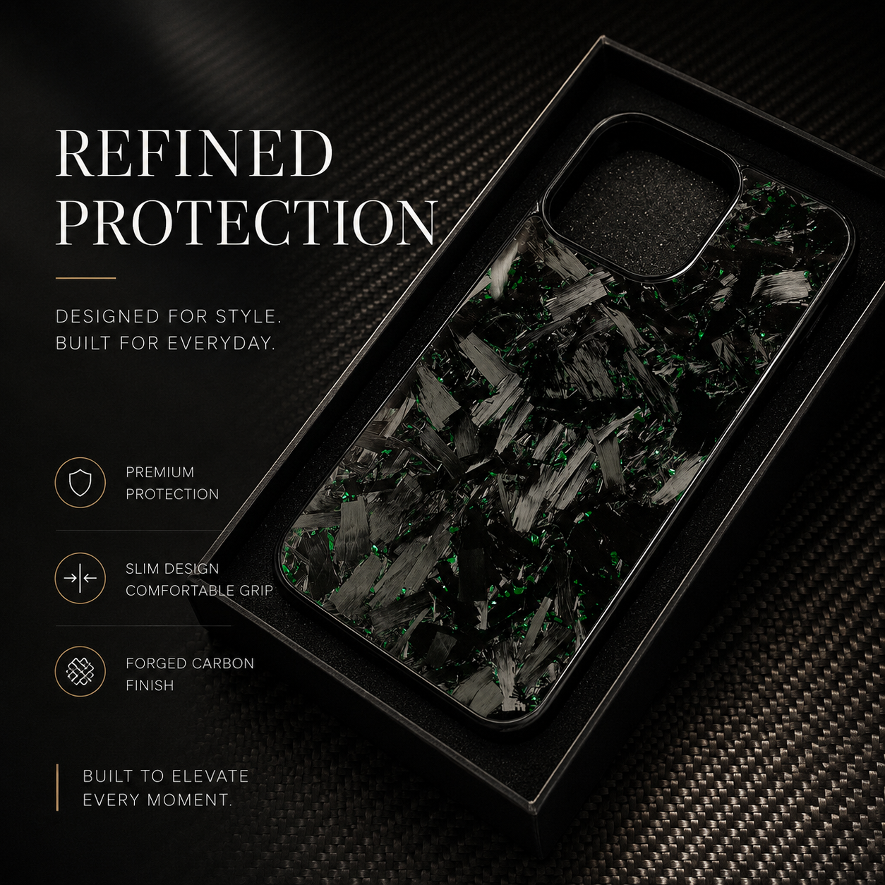 Premium iPhone Case MagSafe Compatible Forged Carbon Fiber Cover TPU Hybrid Full Coverage Magnetic Shockproof Anti Scratch Non Slip Slim Lightweight Protective Design