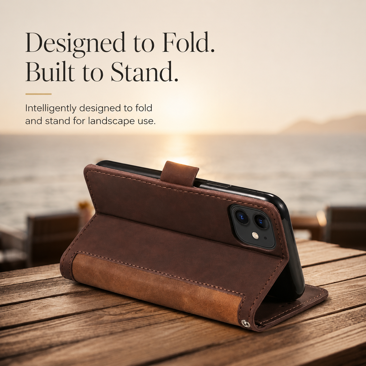 Premium iPhone Case Leather Wallet Flip Cover MagSafe Compatible Card Holder Magnetic Closure Shockproof Camera Protection Stand Full Coverage