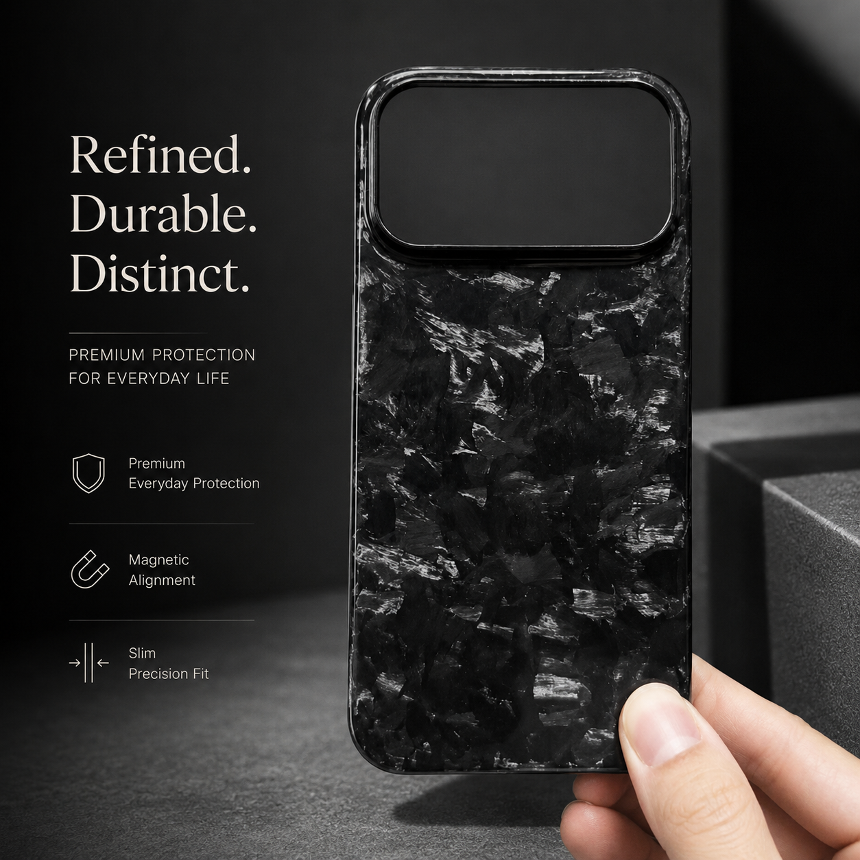 Premium iPhone Case Forged Carbon Fiber Cover Ultra Slim Lightweight Anti Fingerprint Non Slip Scratch Resistant Business Protective Design