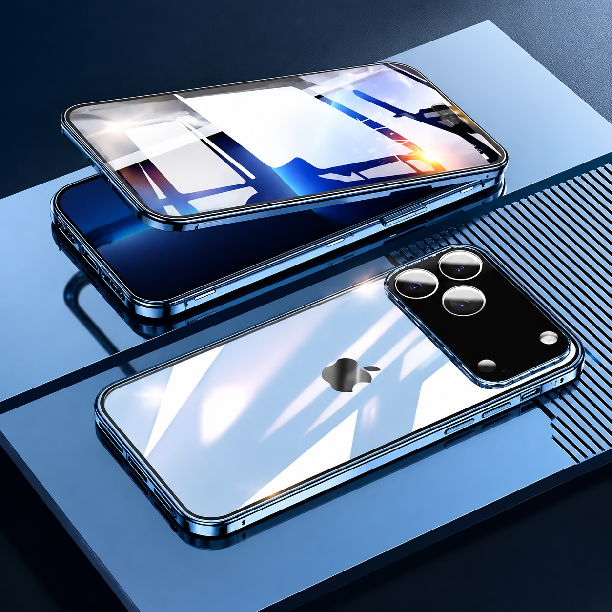 Premium iPhone Case 360 Full Body Protection Magnetic Aluminum Alloy Tempered Glass Double Sided Shockproof Snap Lock Heavy Duty Protective Design