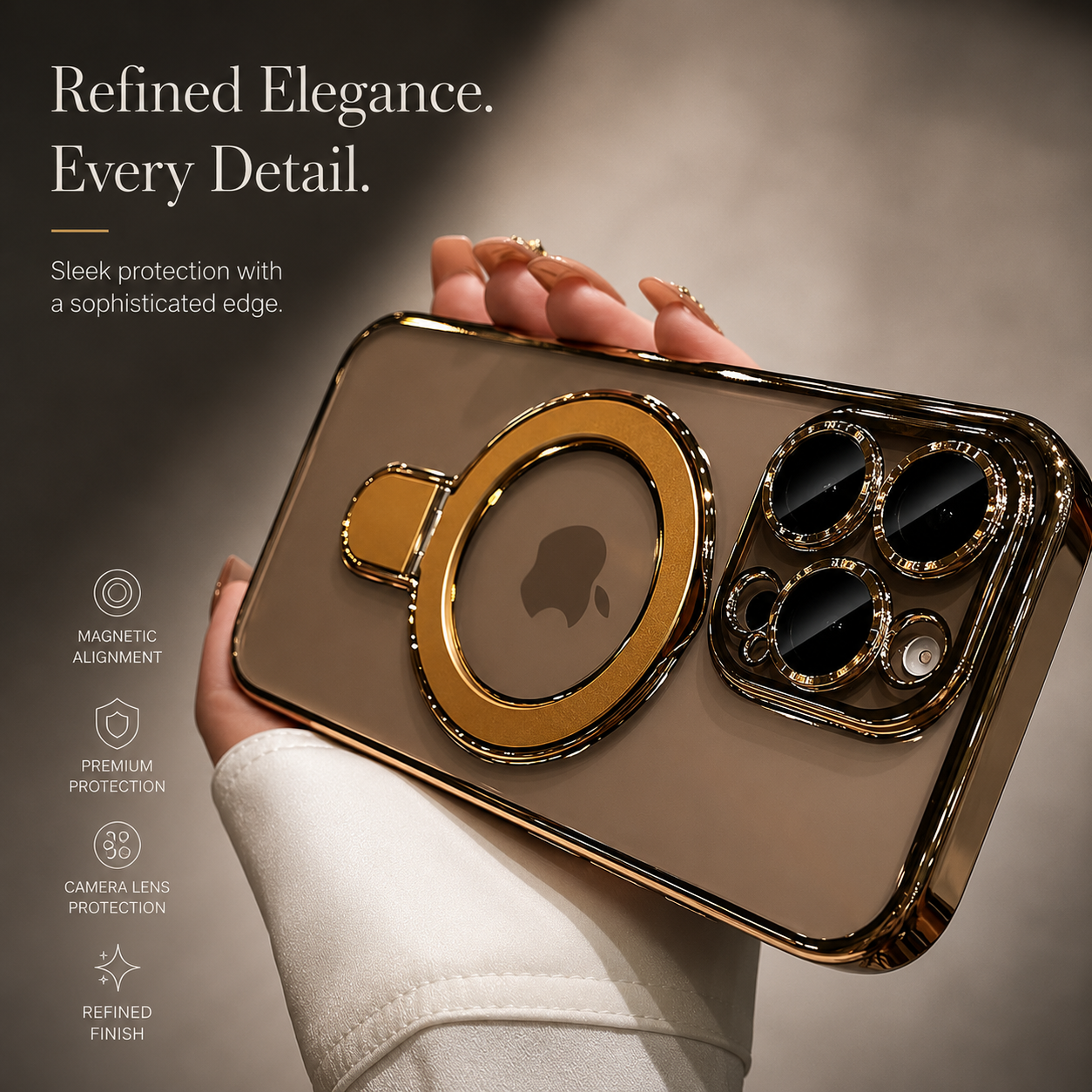 Premium iPhone Case MagSafe Compatible Magnetic Protective Cover Transparent Acrylic Back Built-in Stand Shockproof Camera Protection Slim Full Coverage