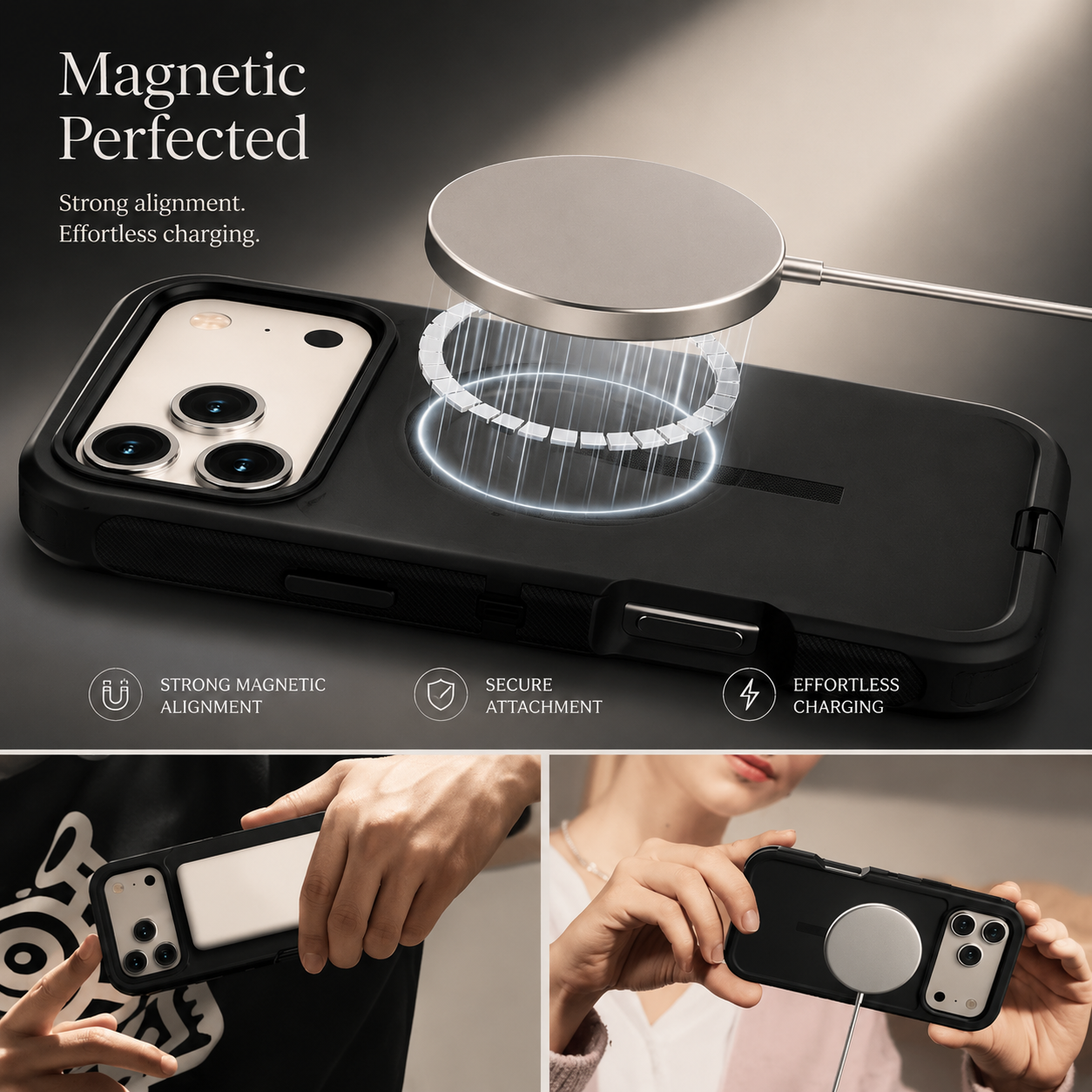 Premium iPhone Case Rugged Defender Magnetic Dual Layer Shockproof Armor Protective Cover Belt Clip Holder Heavy Duty Anti Slip Grip Full Port Protection Design