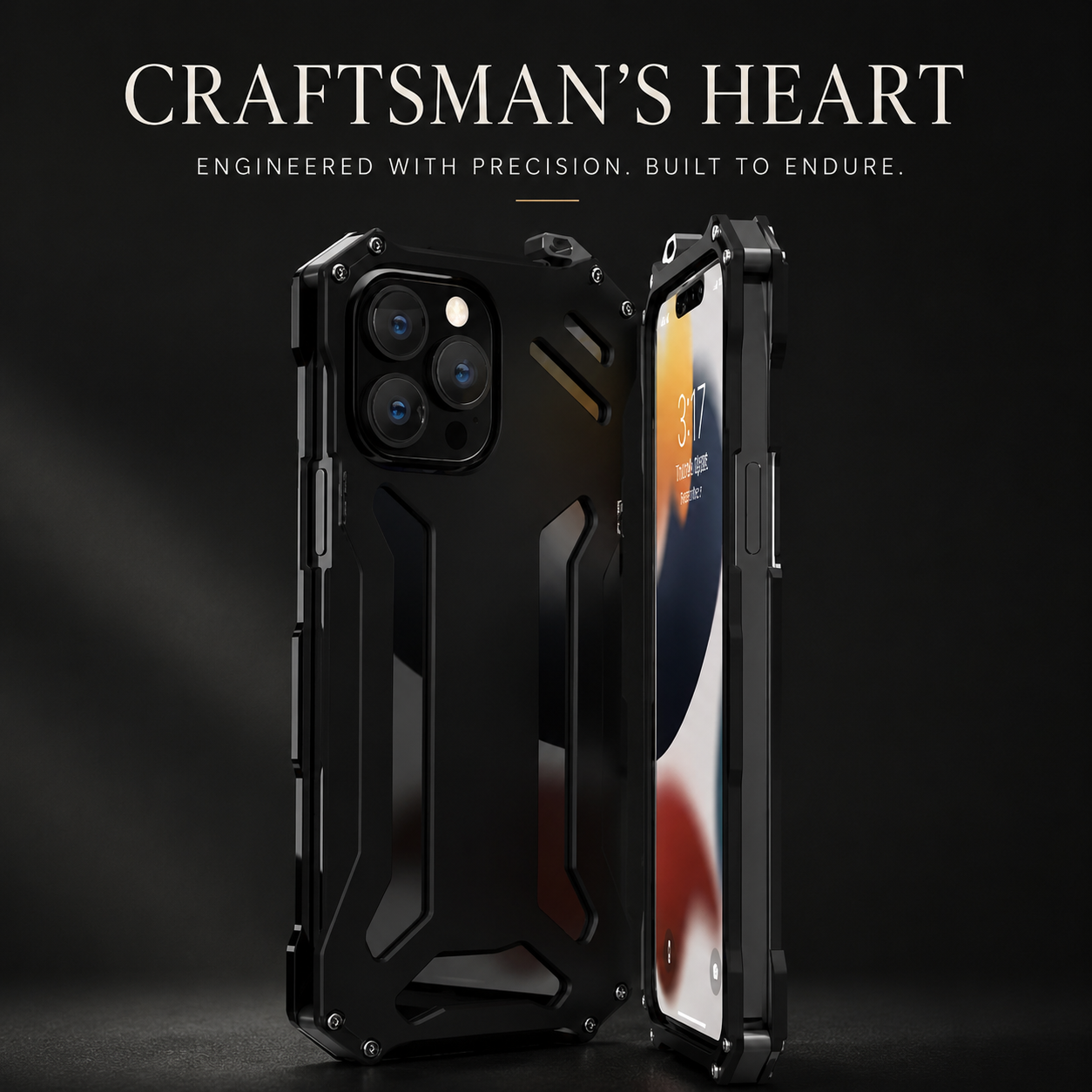 Premium iPhone Case Slim Aluminum Metal Shockproof Cover Hard Back Anti Fingerprint Non Slip Heavy Duty Full Coverage Scratch Resistant Protective Design