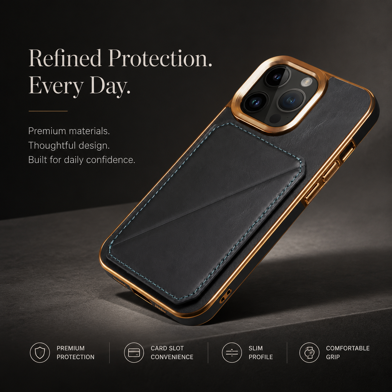 Premium iPhone Case Genuine Cowhide Leather Wallet Cover MagSafe Compatible Magnetic Card Holder Shockproof Camera Protection Slim Full Coverage