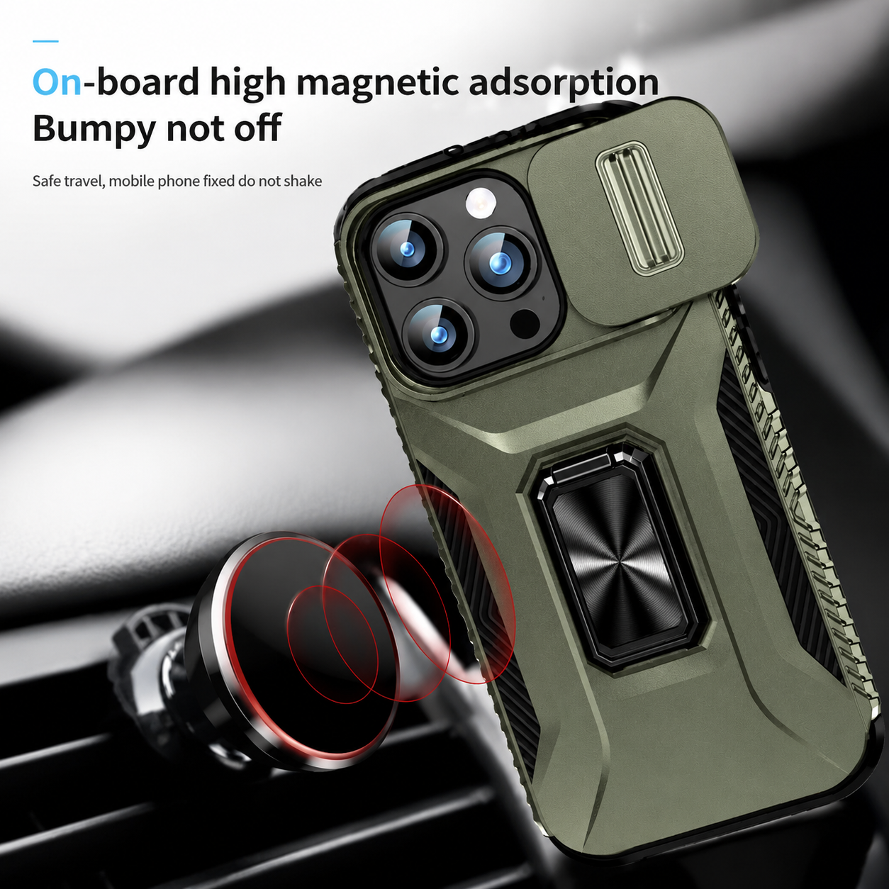 Premium iPhone Case Shockproof Protective Cover Full Coverage Sliding Camera Lens Guard Rotary Stand Anti Slip Grip Durable Matte Design Hard Back