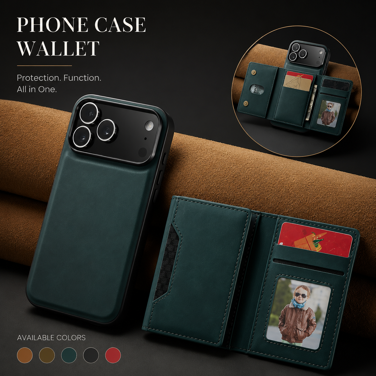 Premium iPhone Case Detachable Magnetic Wallet Cover Leather Card Holder Kickstand Shockproof Protective Cover Anti Scratch Full Body Slim