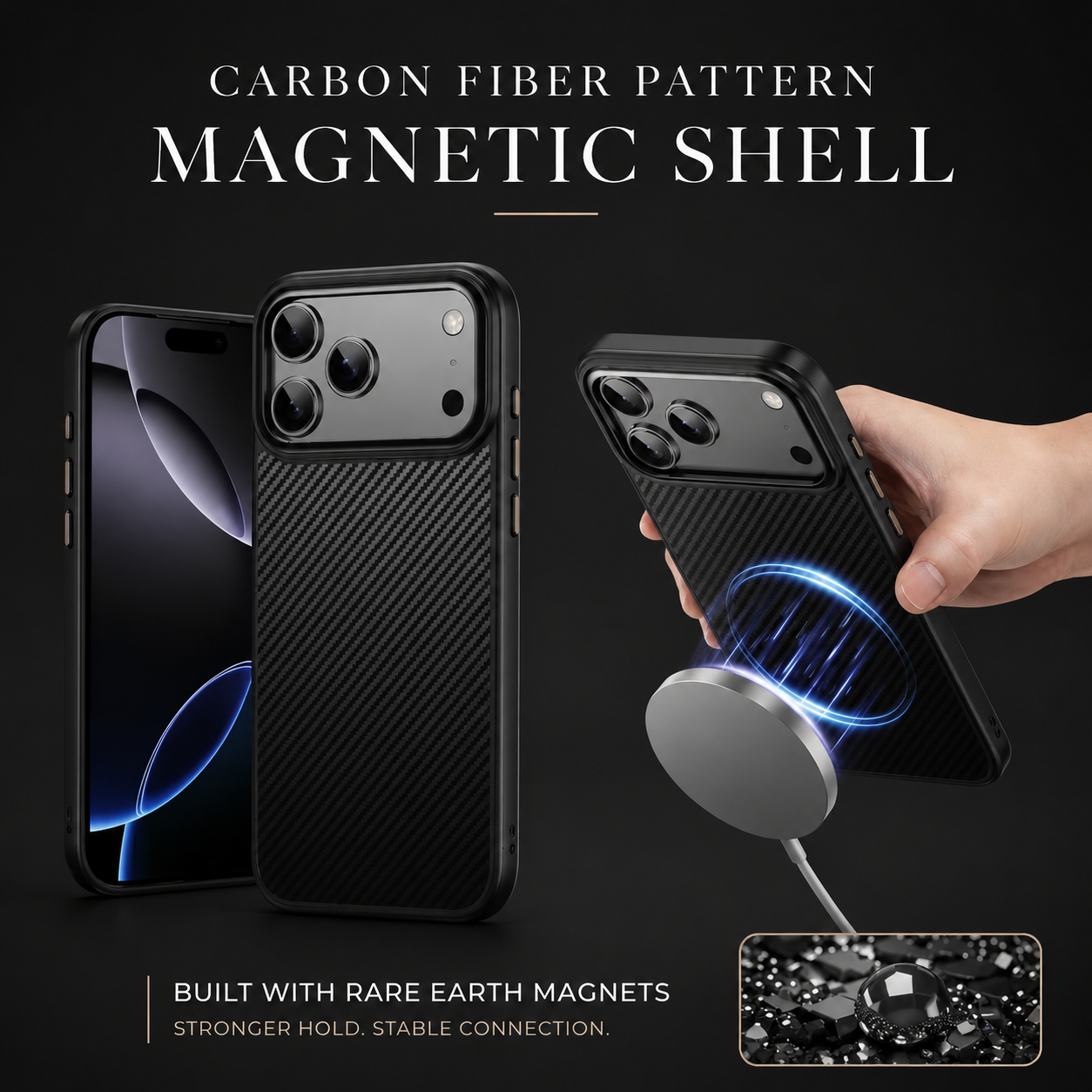 Premium iPhone Case MagSafe Compatible Kevlar Carbon Fiber Cover TPU PC Hybrid Magnetic Shockproof Protective Anti Fingerprint Slim Lightweight Design