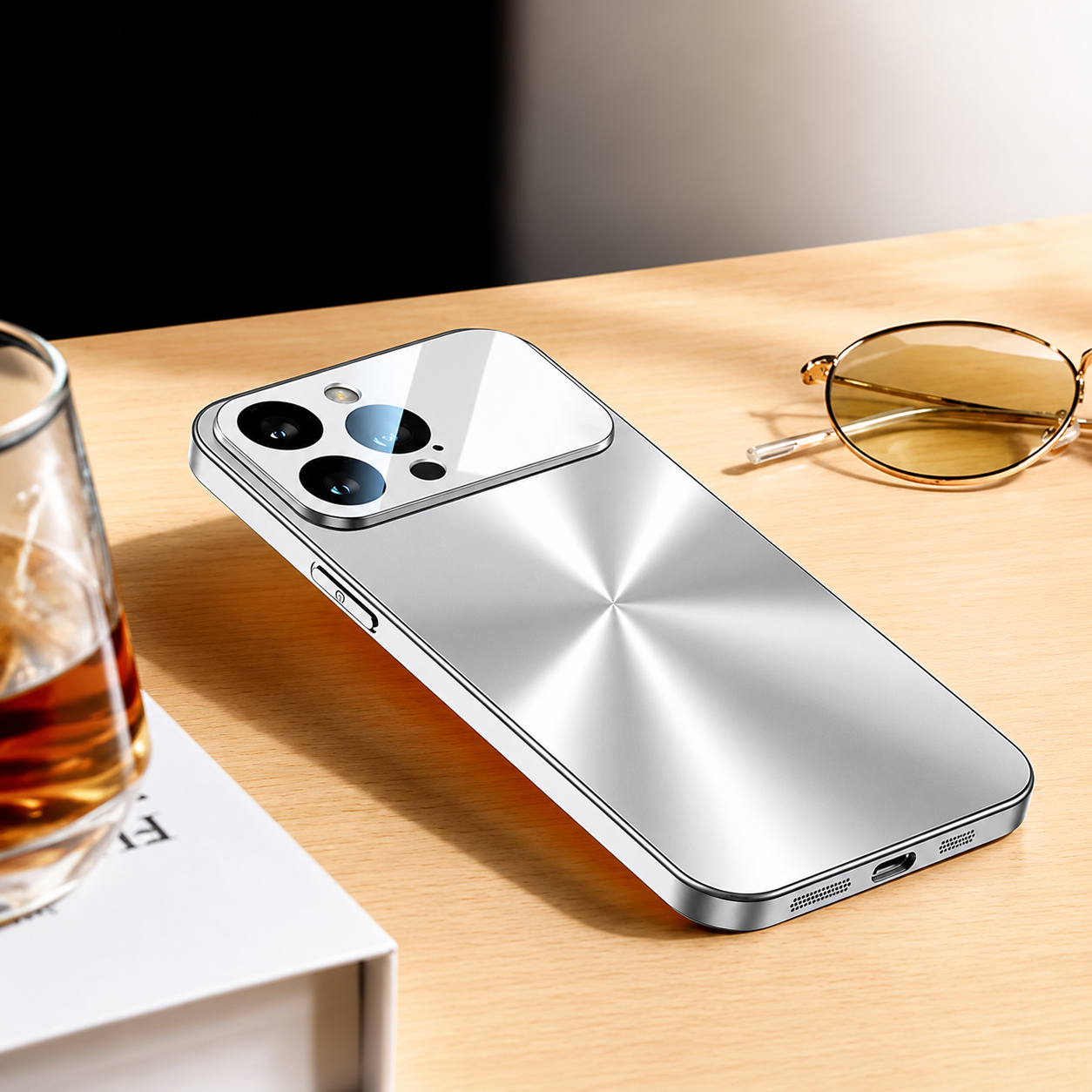 Premium iPhone Case Metal Back Protective Cover Shockproof Silicone Frame Camera Lens Protection Anti Scratch Heavy Duty Slim Full Coverage