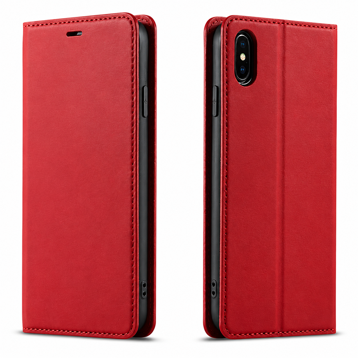 Premium iPhone Case MagSafe Compatible Wallet Flip Cover Card Holder Magnetic Closure Shockproof Camera Lens Protection Suede Leather Slim Full Coverage Cover