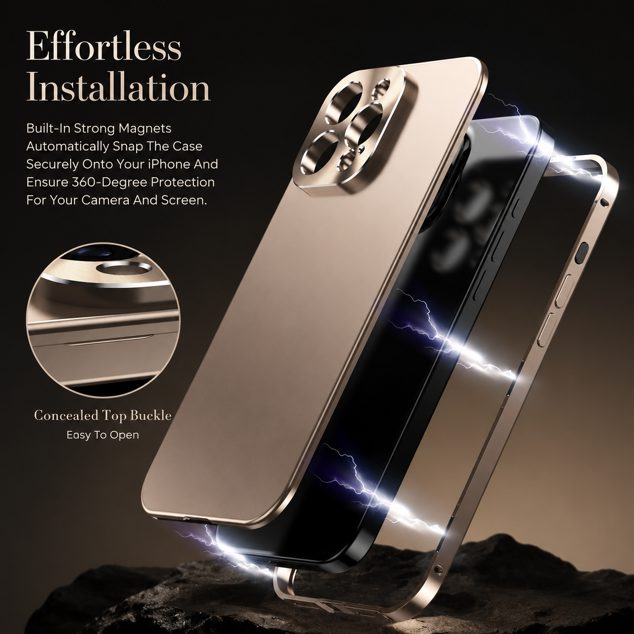 Premium iPhone Case MagSafe Compatible Magnetic Aluminum Frame Shockproof Protective Cover Camera Lens Protection Slim Metal Design Wireless Charging Compatible