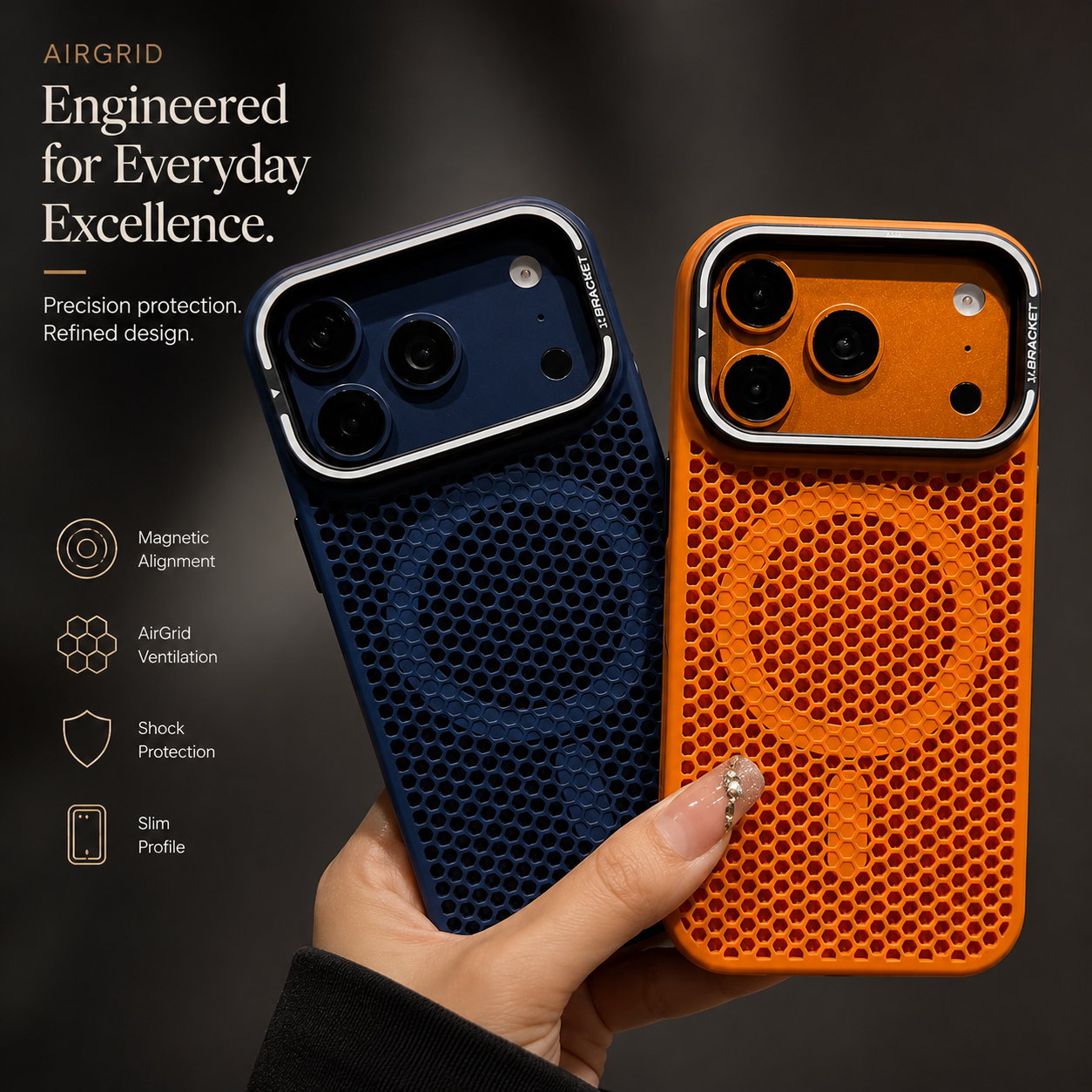 Premium iPhone Case MagSafe Compatible Magnetic Camera Stand Mesh Cooling Shockproof Protective Cover Anti Scratch Matte Camera Lens Protection Slim Full Coverage