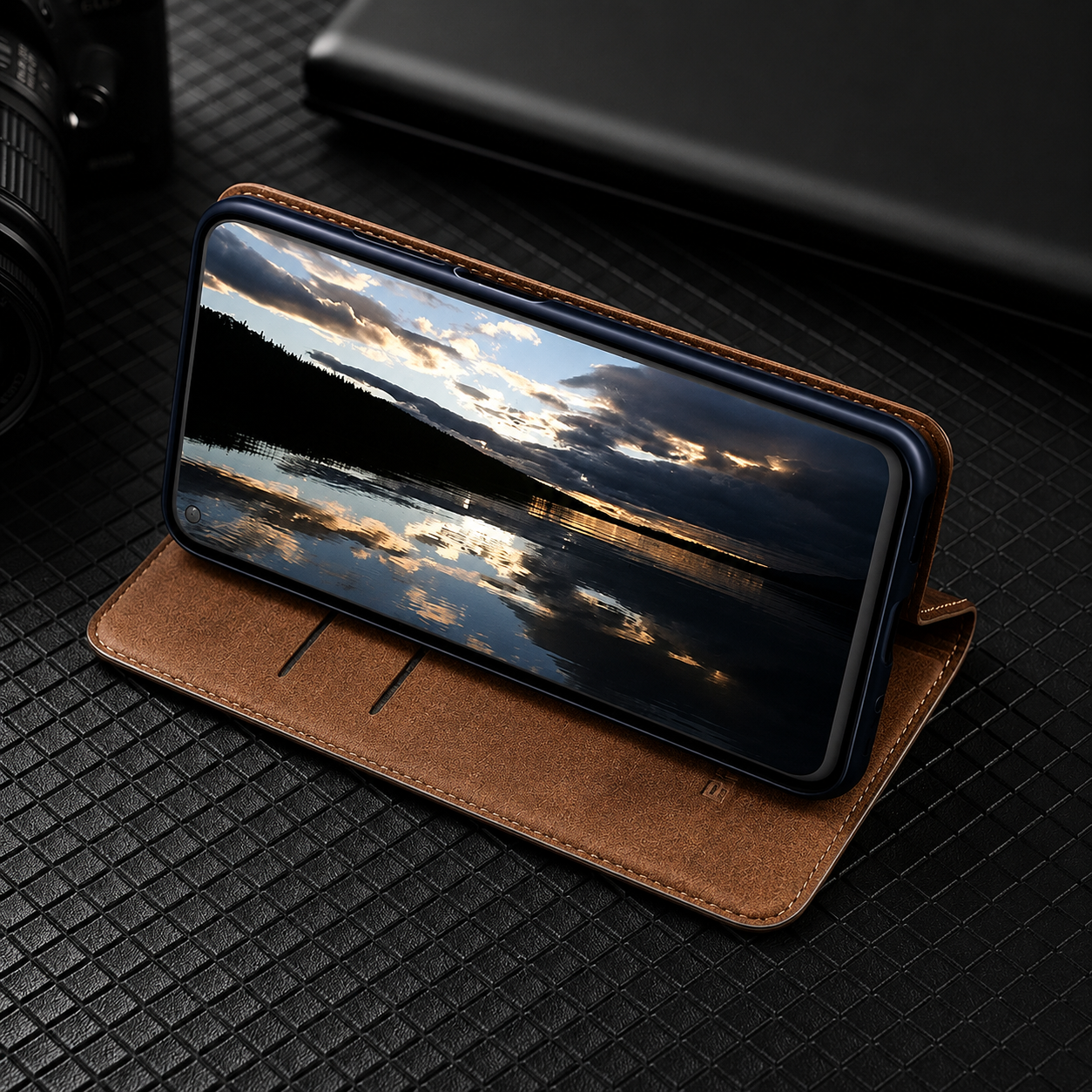 Premium iPhone Wallet Case Genuine Nappa Leather Flip Cover Card Holder Magnetic Closure Shockproof Full Body Slim Business Design Protective Case