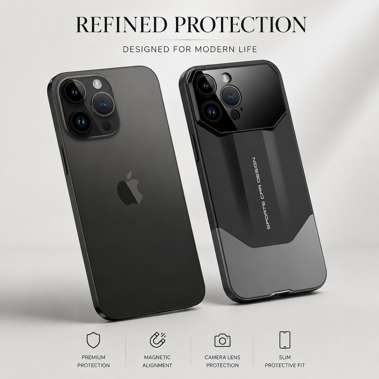 Premium iPhone Case Shockproof Protective Cover 2 in 1 Hard PC Camera Lens Protection Anti Scratch Slim Dustproof Full Coverage Supercar Design