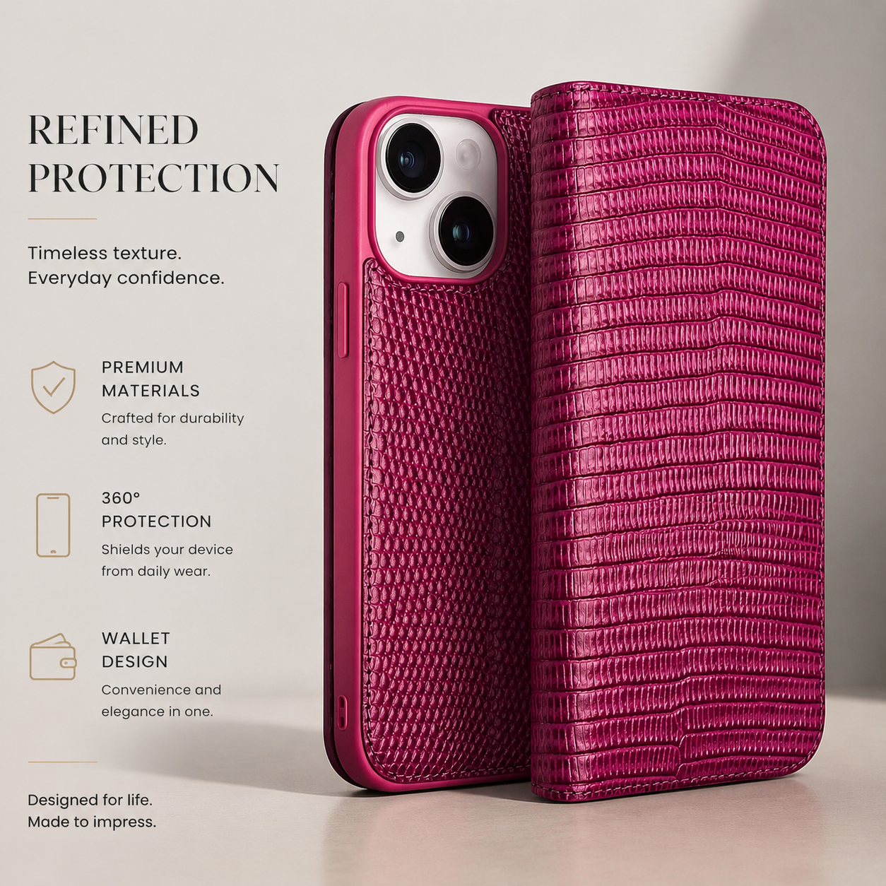 Premium iPhone Case Genuine Leather Wallet Flip Cover Card Holder Slim Shockproof Protective Cover Anti Scratch Lightweight Full Protection